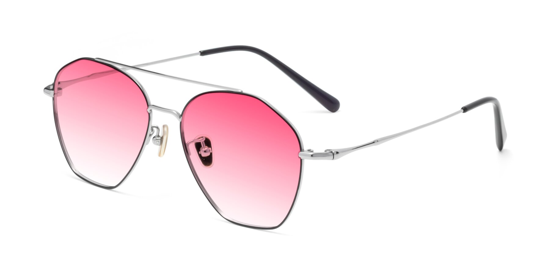Angle of Linton in Black-Silver with Pink Gradient Lenses