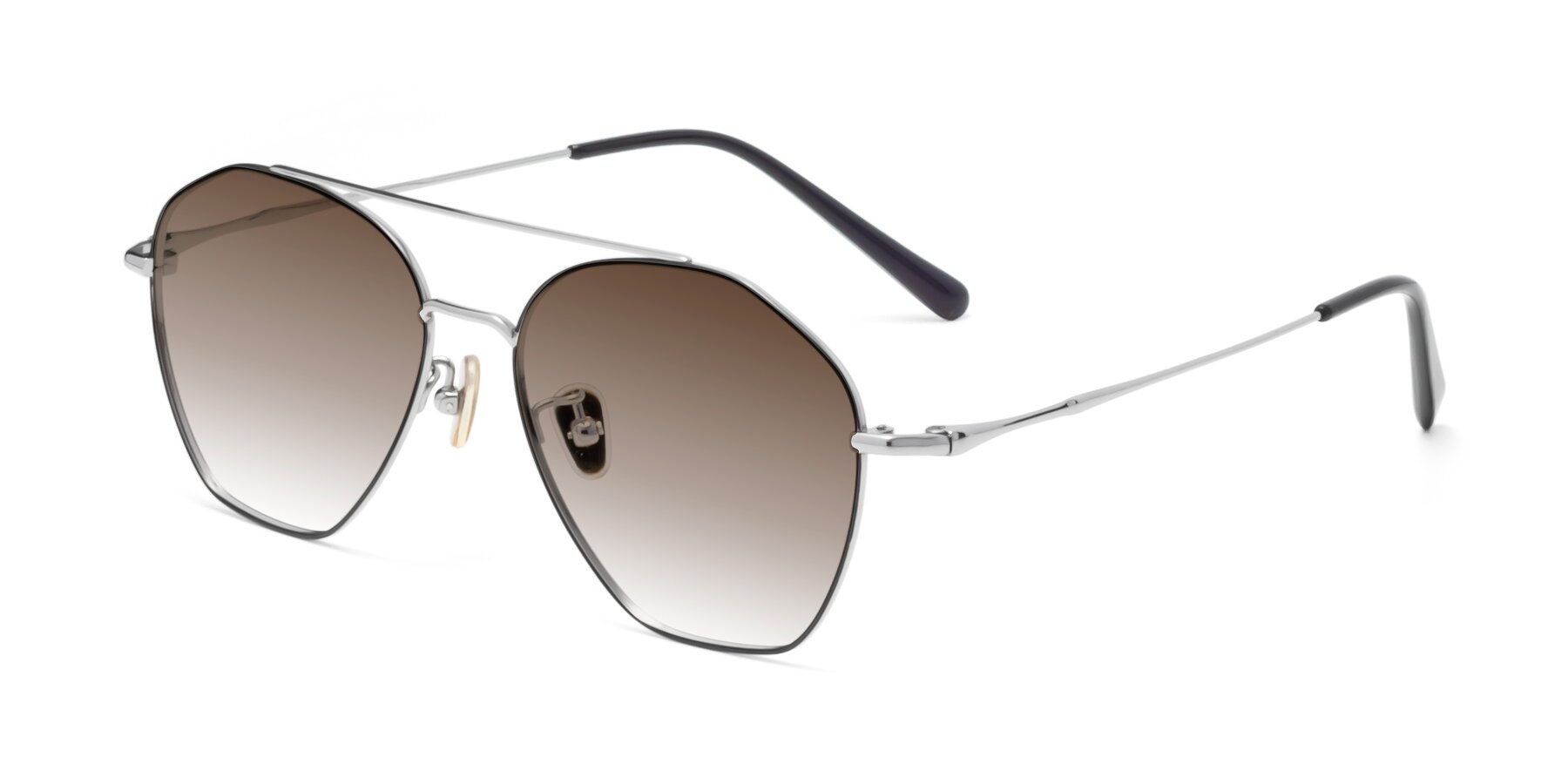 Angle of Linton in Black-Silver with Brown Gradient Lenses