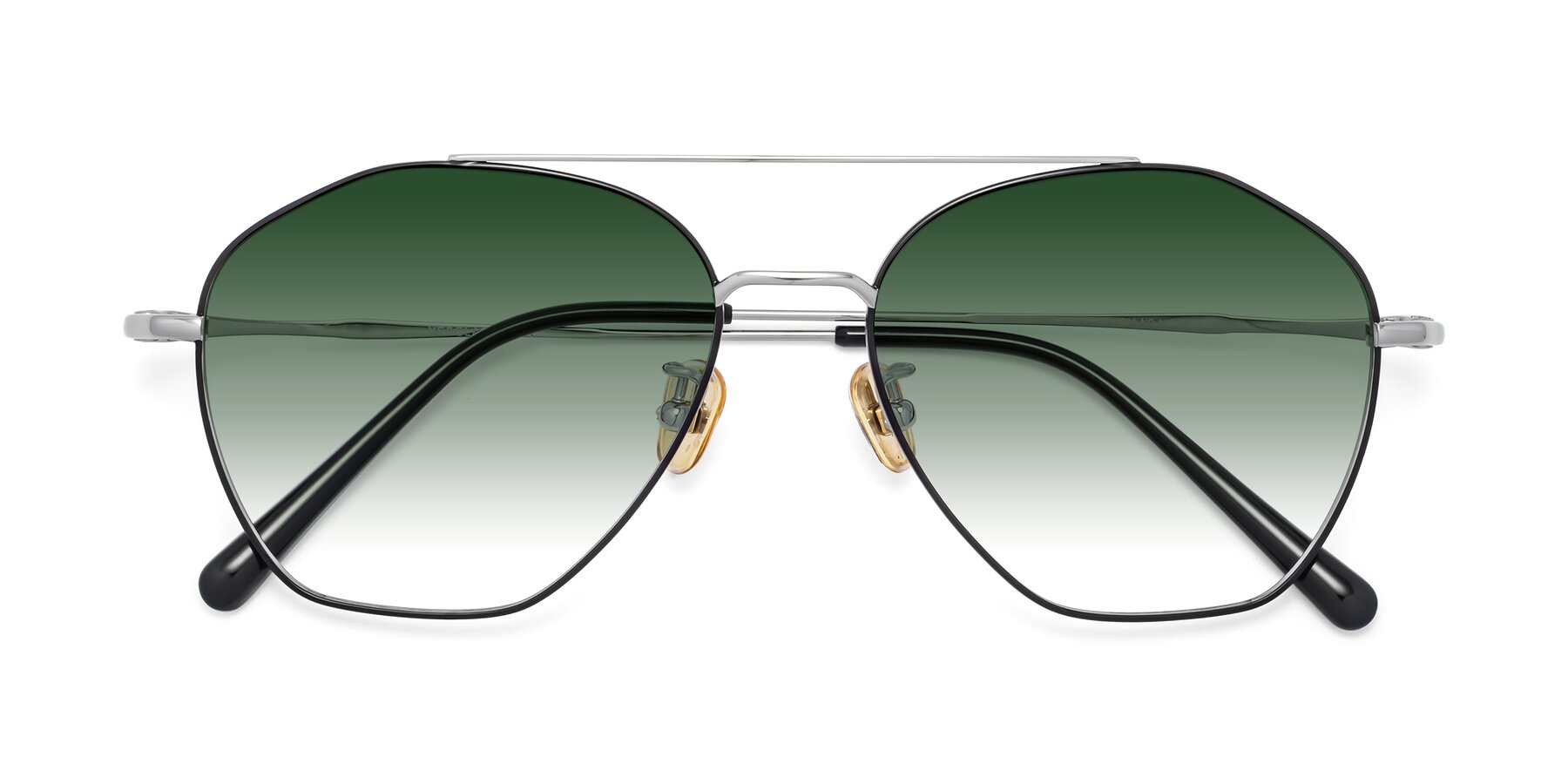 Folded Front of 90042 in Black-Silver with Green Gradient Lenses