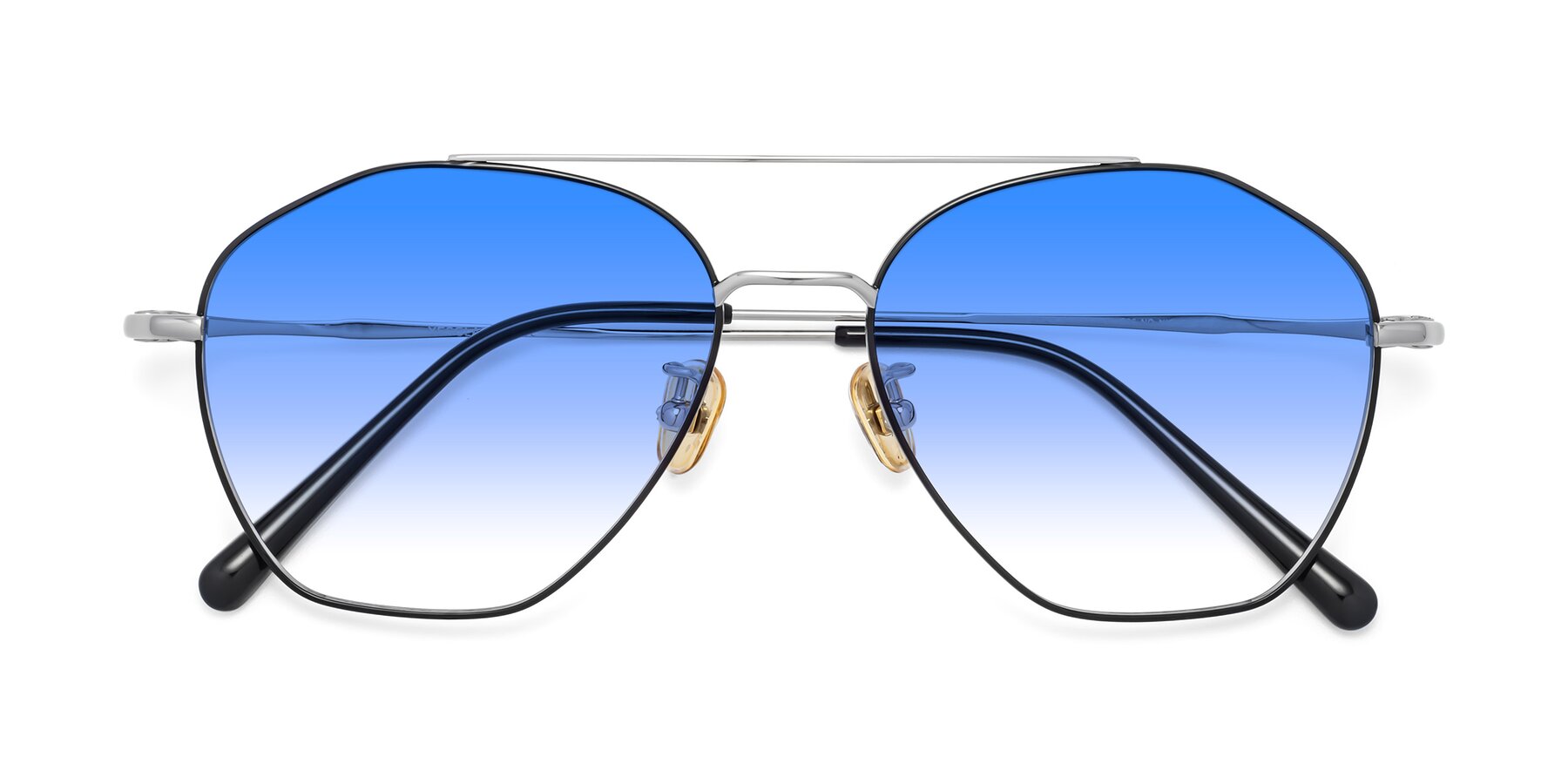 Folded Front of 90042 in Black-Silver with Blue Gradient Lenses
