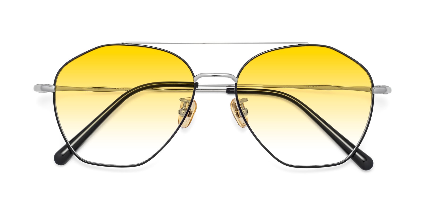 Folded Front of Linton in Black-Silver with Yellow Gradient Lenses