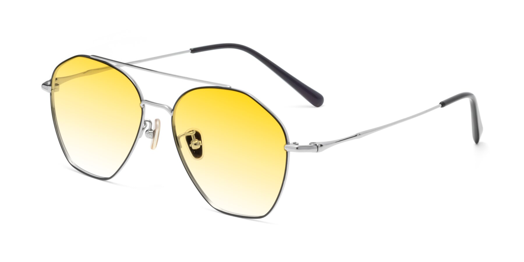 Angle of Linton in Black-Silver with Yellow Gradient Lenses