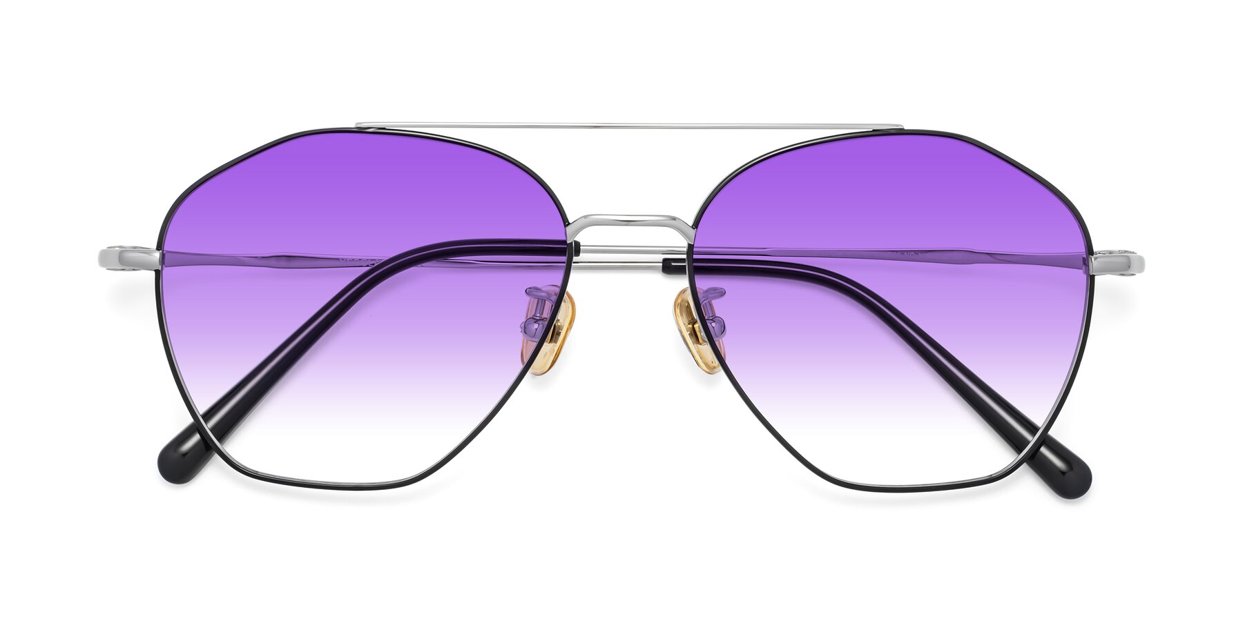Folded Front of 90042 in Black-Silver with Purple Gradient Lenses
