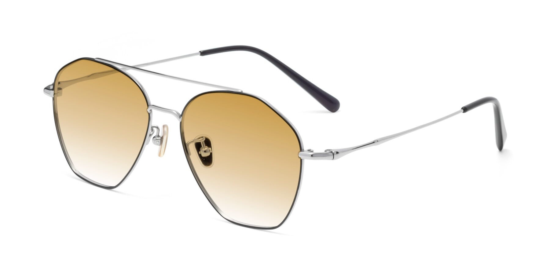 Angle of 90042 in Black-Silver with Champagne Gradient Lenses