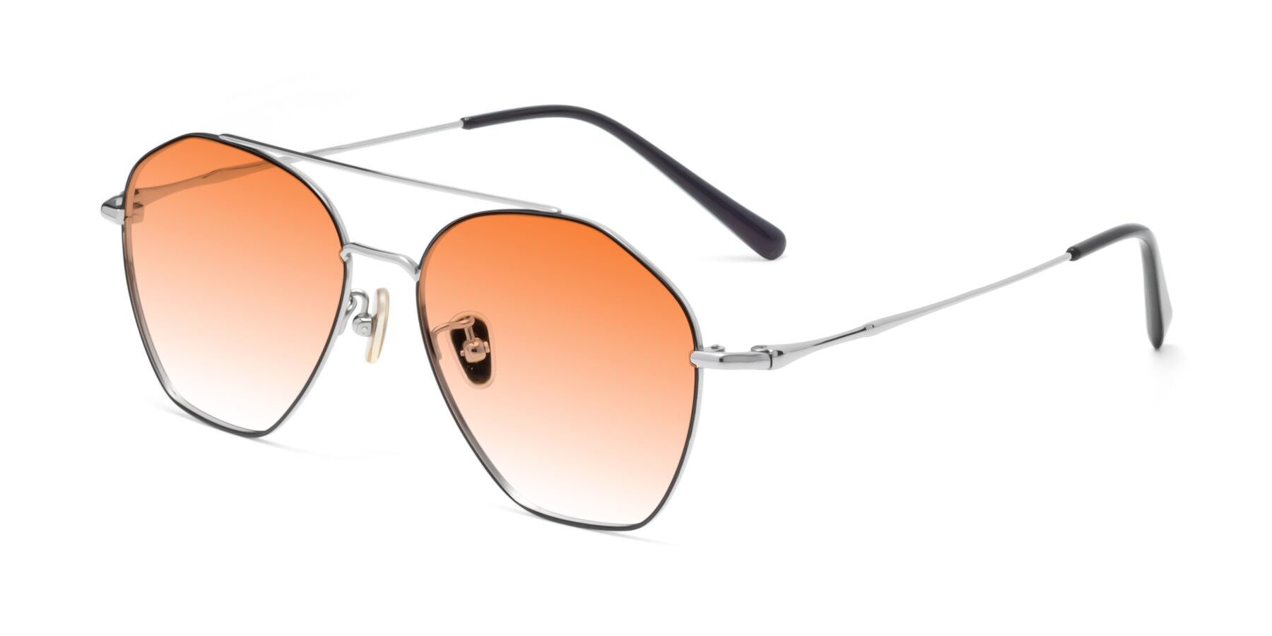 Angle of Linton in Black-Silver with Orange Gradient Lenses