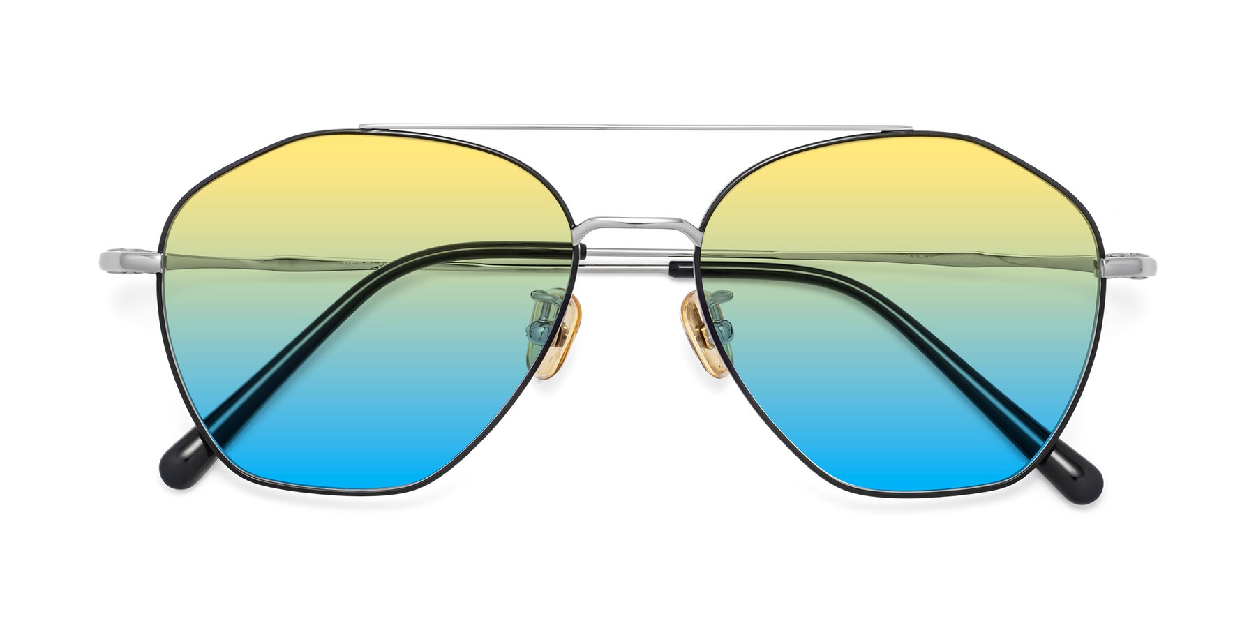Folded Front of 90042 in Black-Silver with Yellow / Blue Gradient Lenses