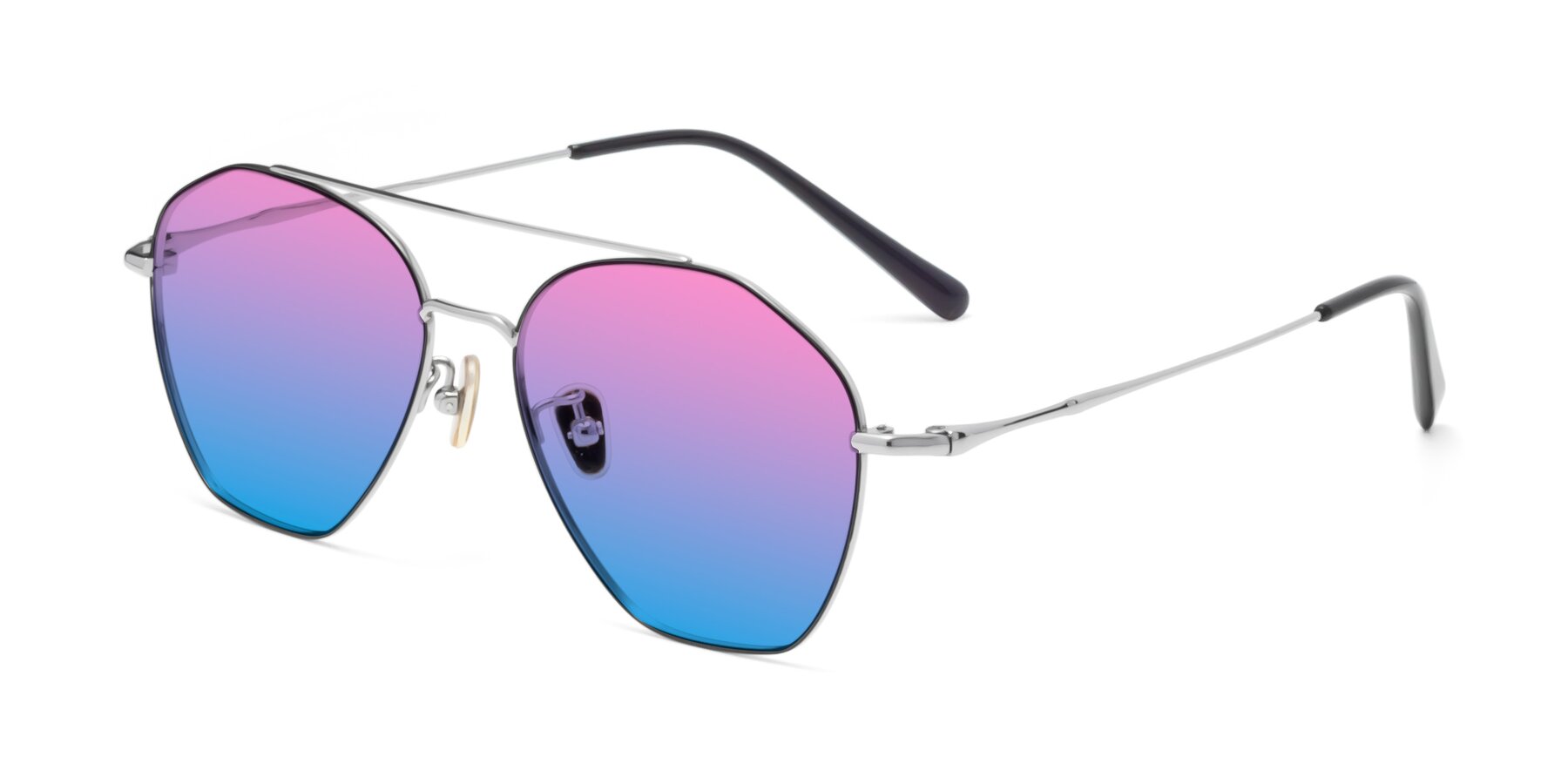 Angle of Linton in Black-Silver with Pink / Blue Gradient Lenses