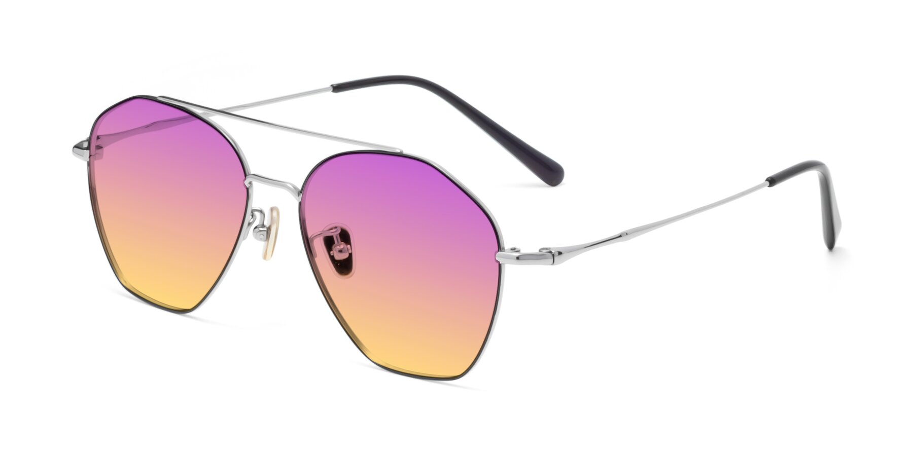 Angle of Linton in Black-Silver with Purple / Yellow Gradient Lenses
