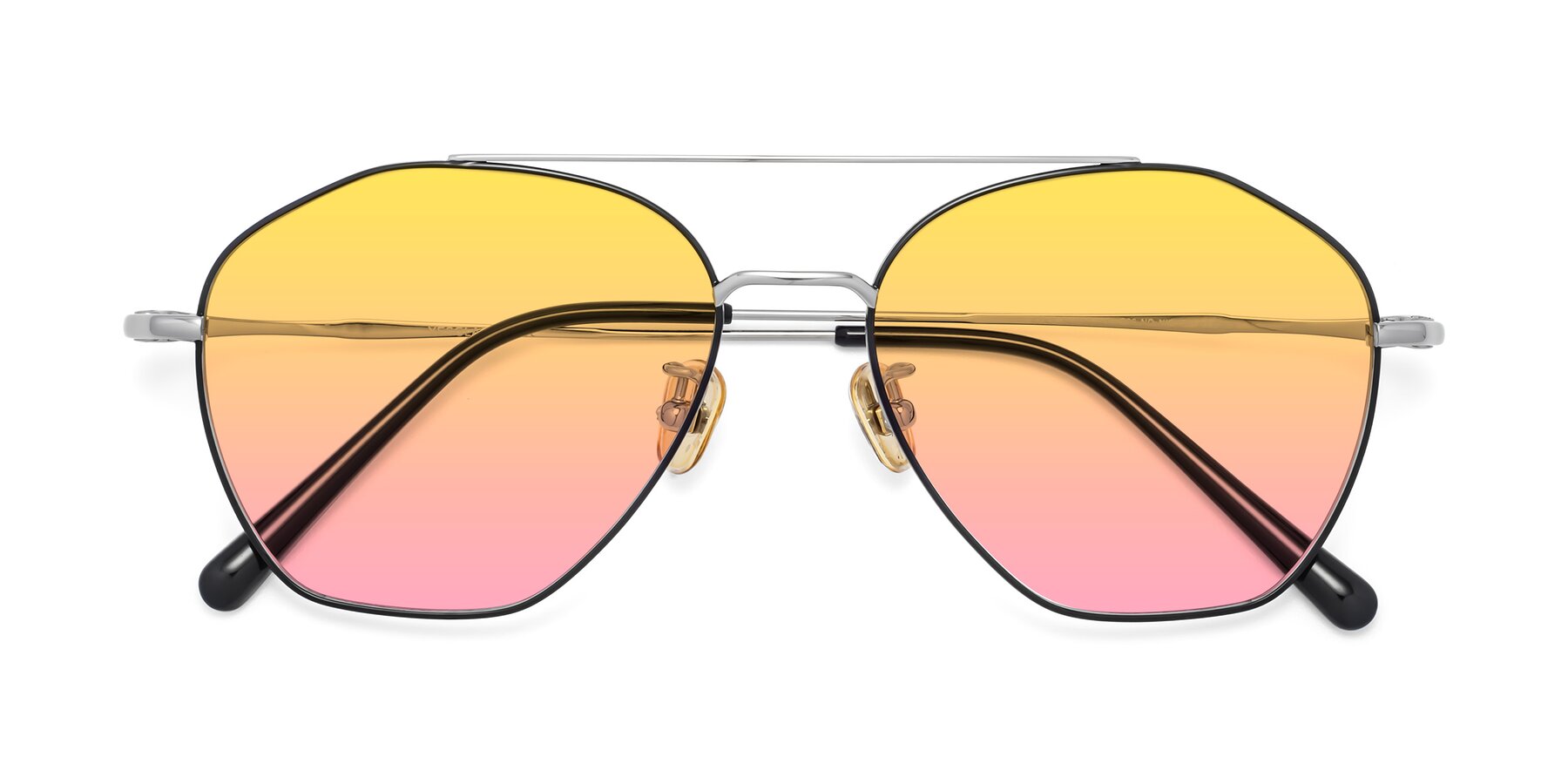 Folded Front of Linton in Black-Silver with Yellow / Pink Gradient Lenses