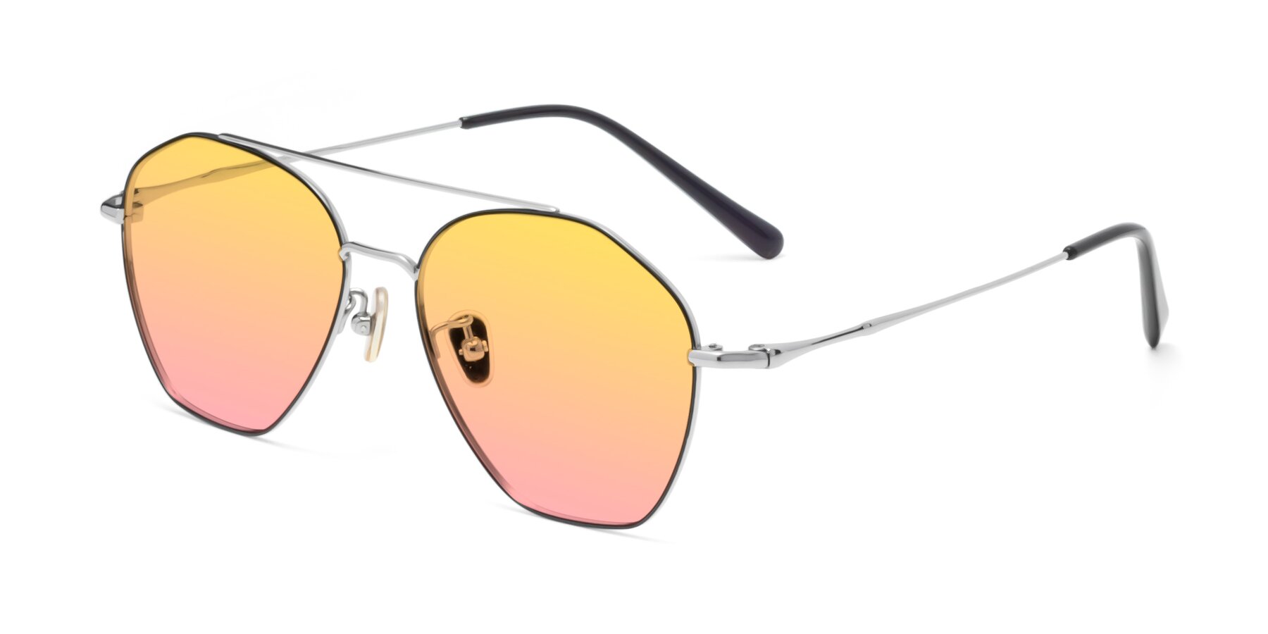 Angle of Linton in Black-Silver with Yellow / Pink Gradient Lenses
