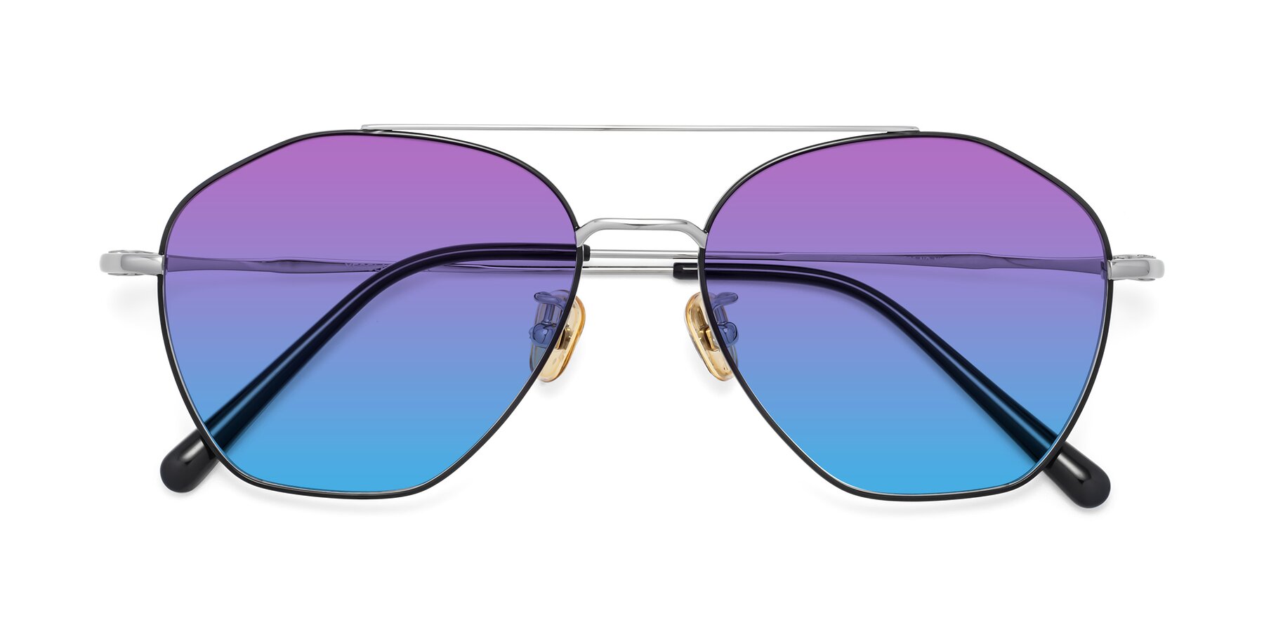 Folded Front of 90042 in Black-Silver with Purple / Blue Gradient Lenses