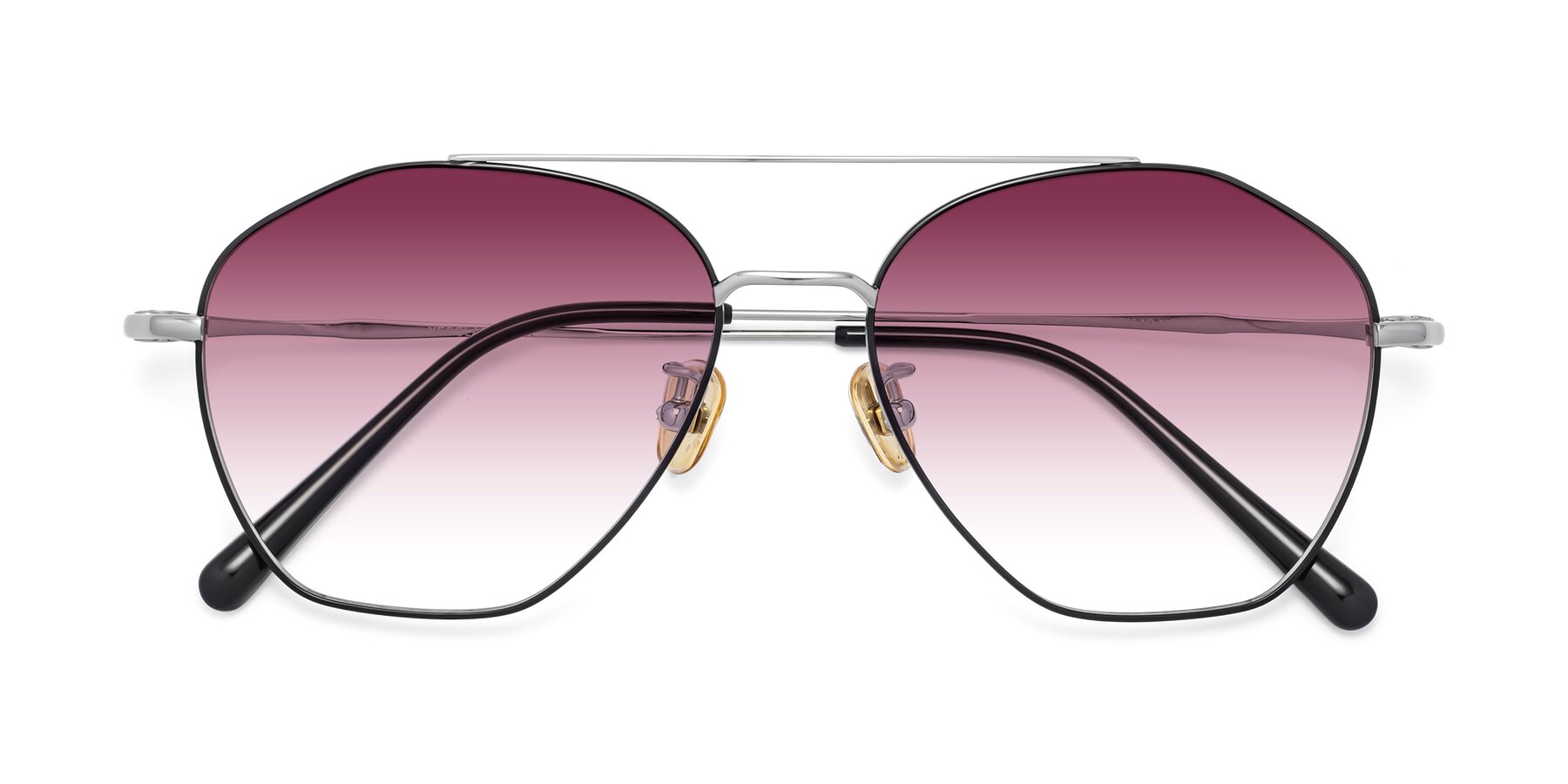 Folded Front of Linton in Black-Silver with Wine Gradient Lenses