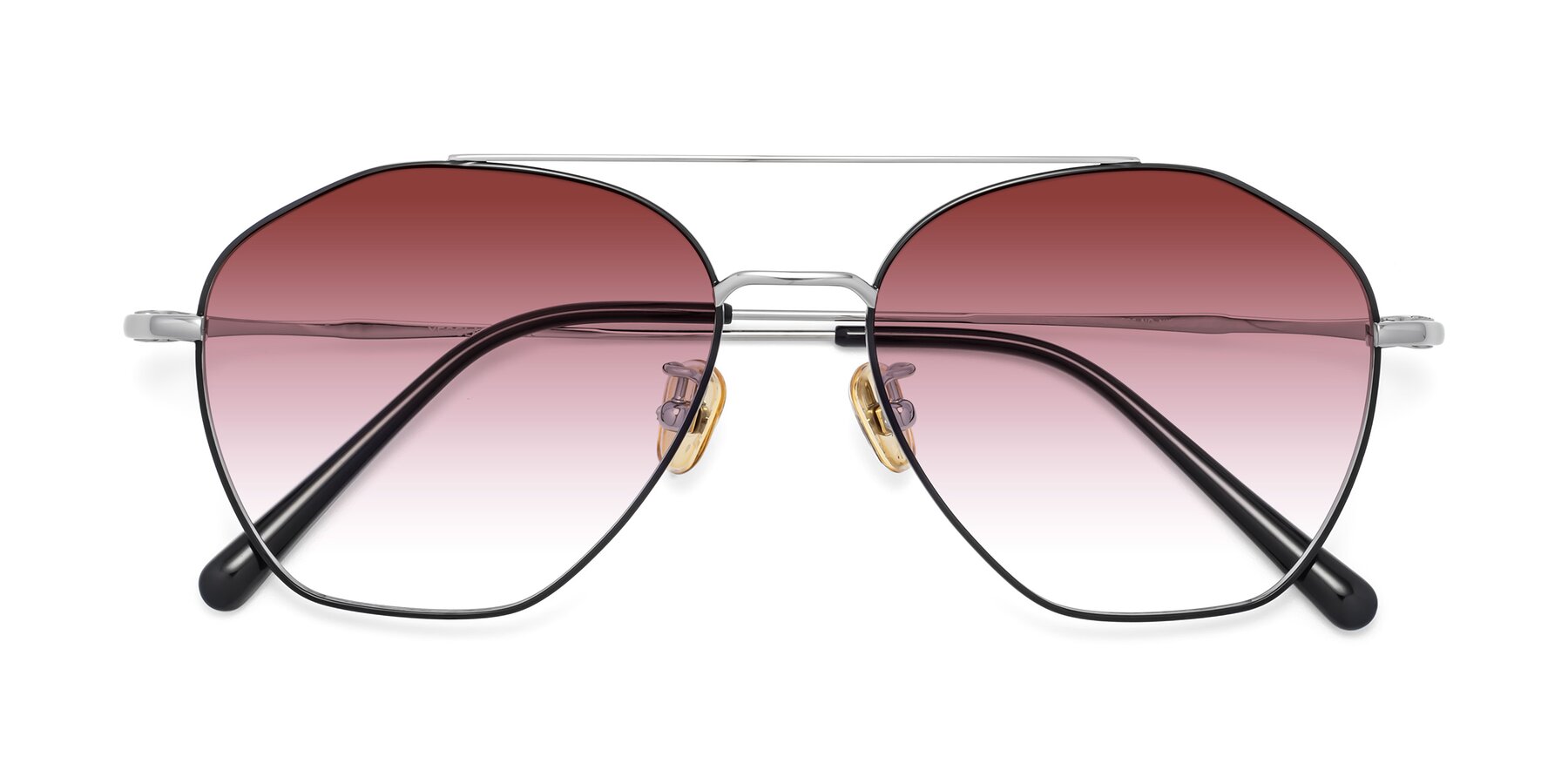 Folded Front of Linton in Black-Silver with Garnet Gradient Lenses