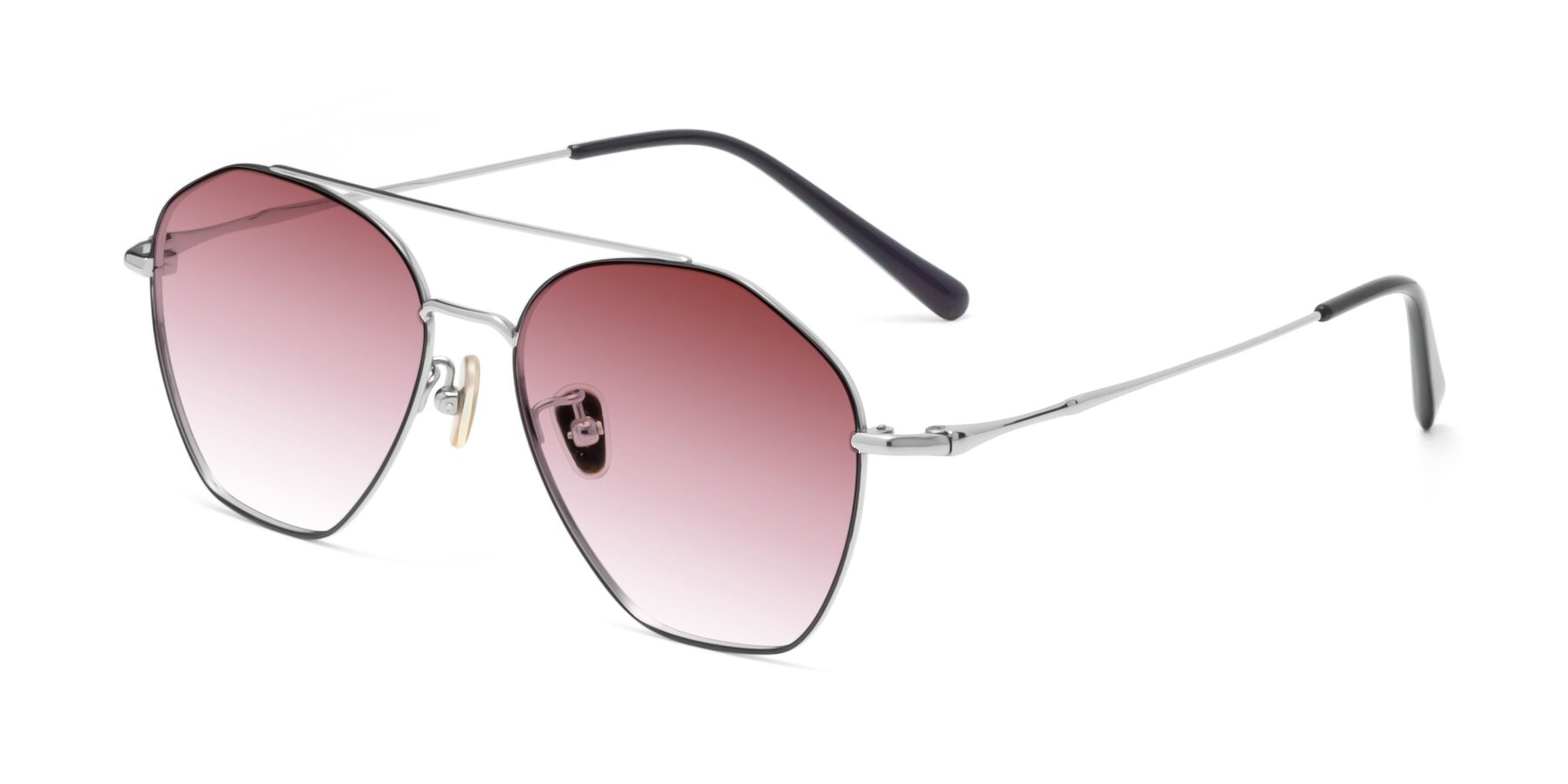 Angle of Linton in Black-Silver with Garnet Gradient Lenses