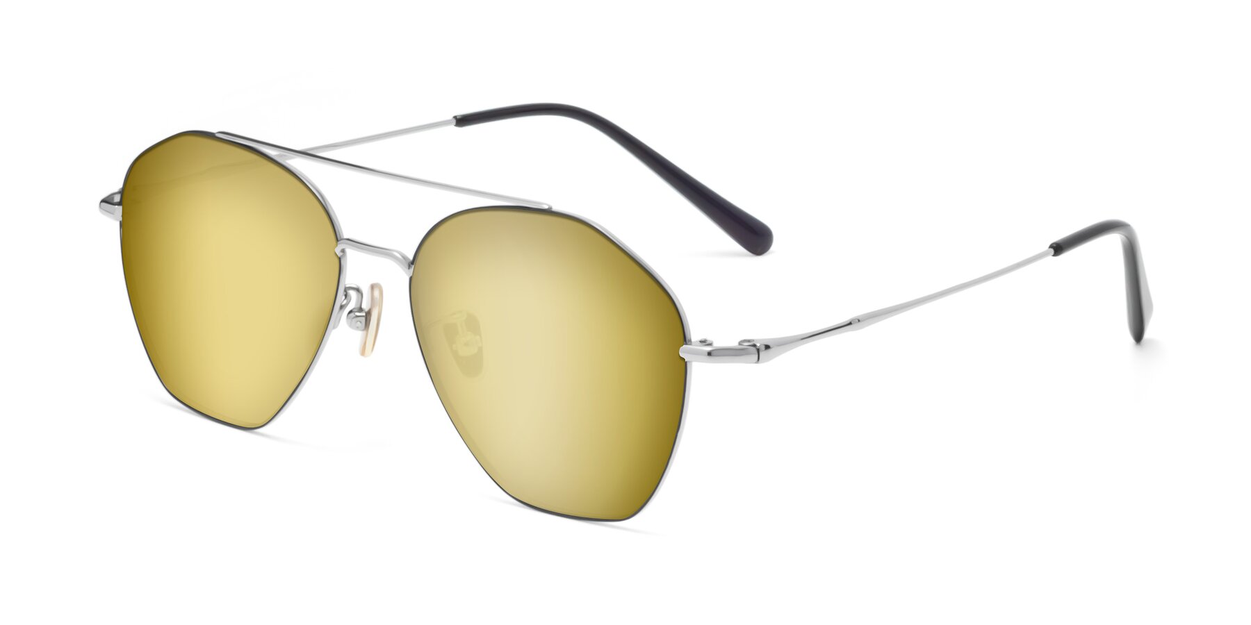 Angle of Linton in Black-Silver with Gold Mirrored Lenses