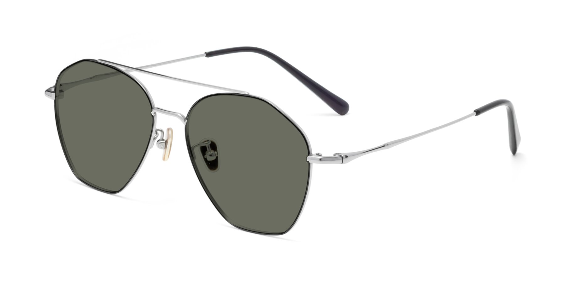 Angle of 90042 in Black-Silver with Gray Polarized Lenses