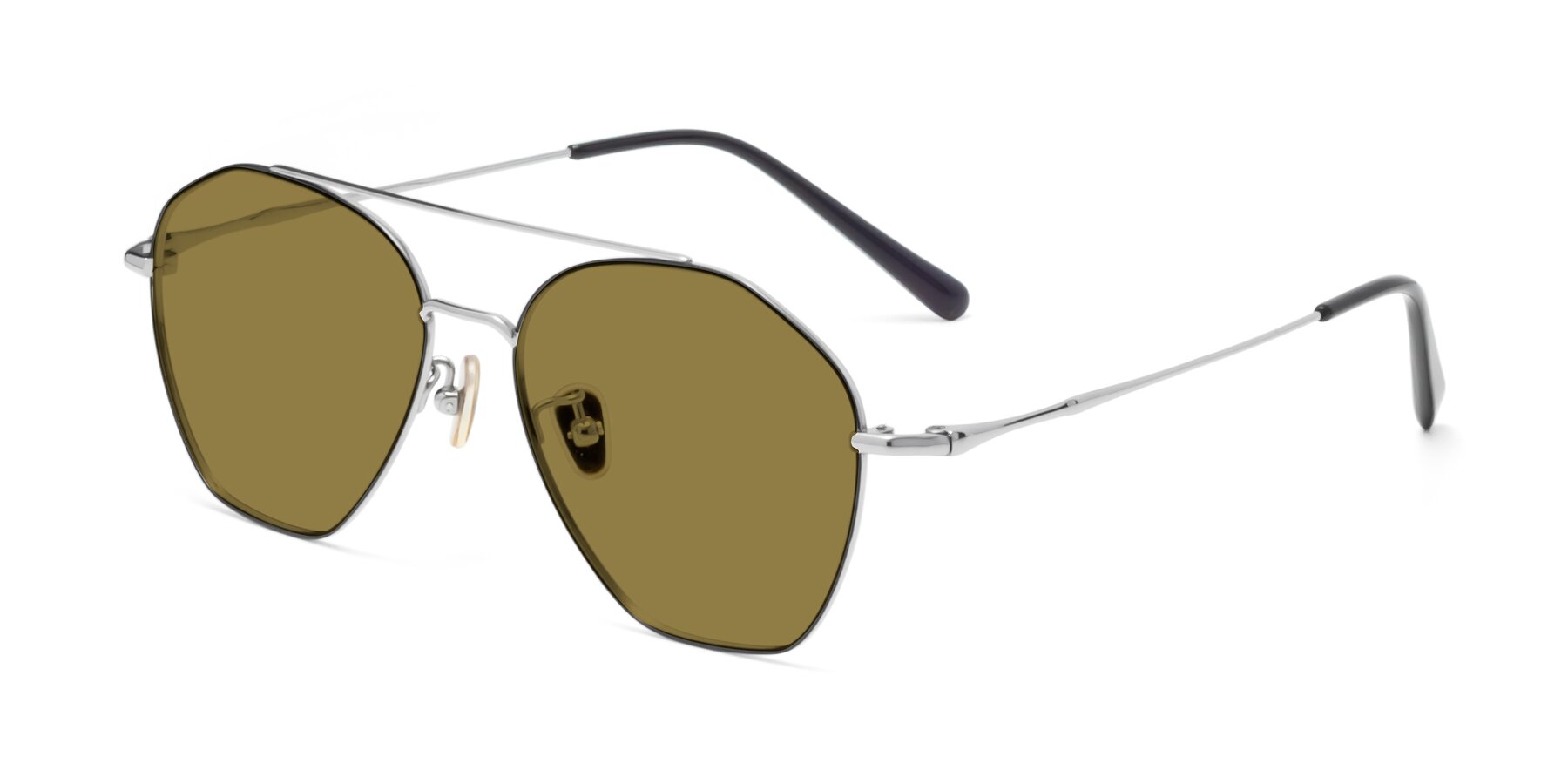 Angle of 90042 in Black-Silver with Brown Polarized Lenses