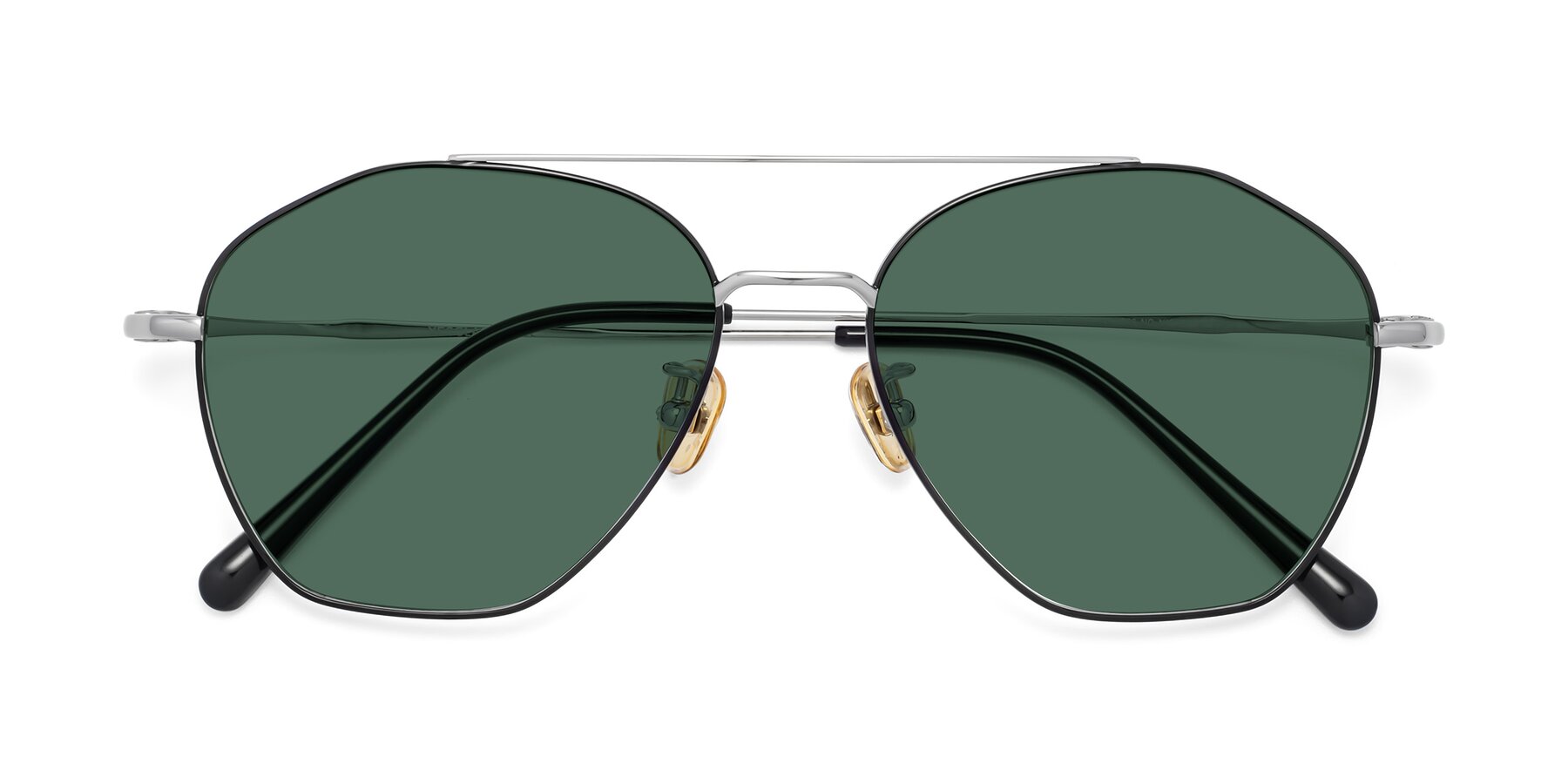 Folded Front of 90042 in Black-Silver with Green Polarized Lenses