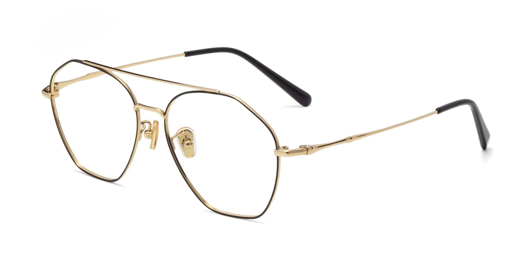 Angle of 90042 in Black-Gold with Clear Eyeglass Lenses