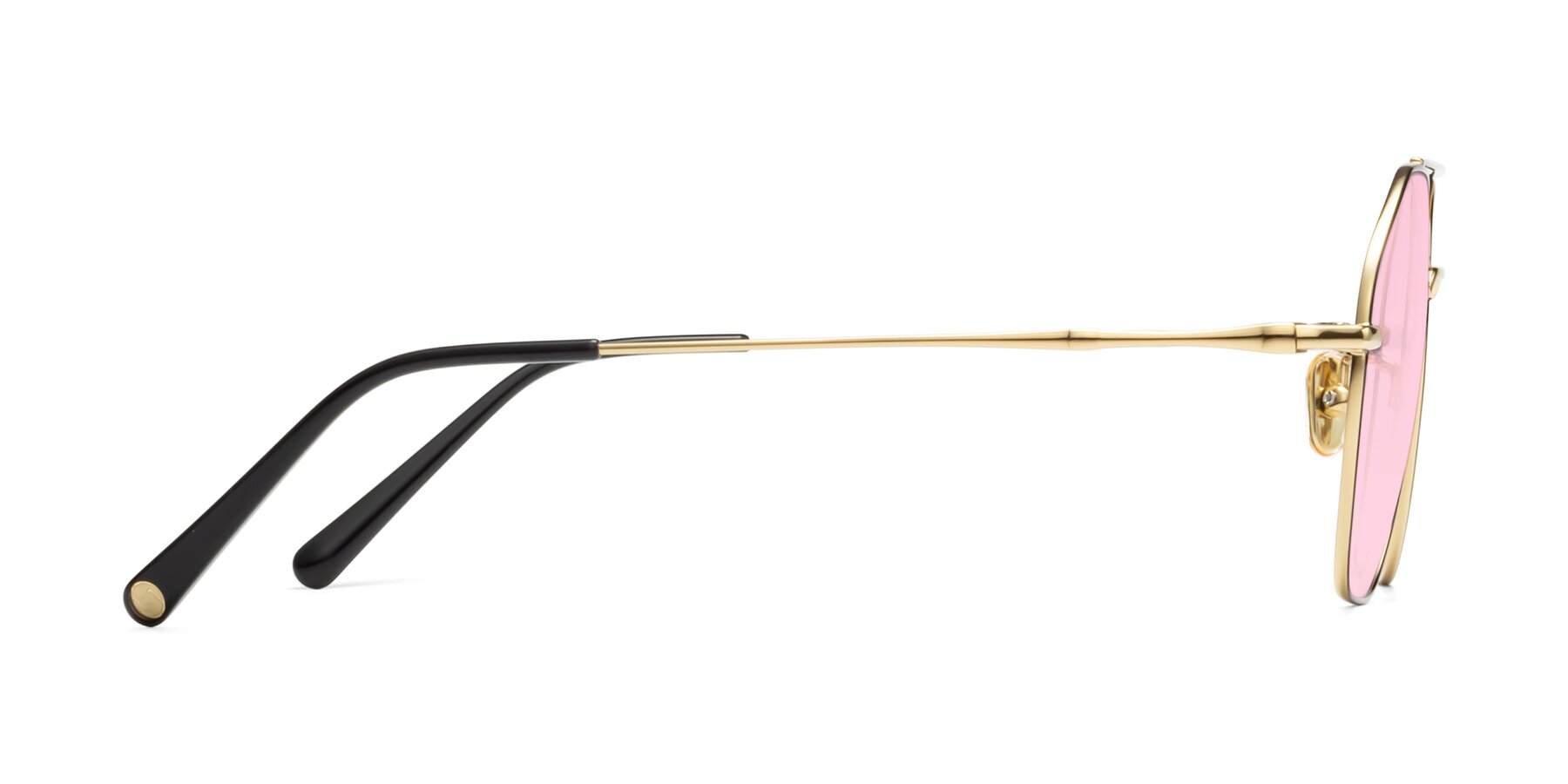Side of Linton in Black-Gold with Light Pink Tinted Lenses