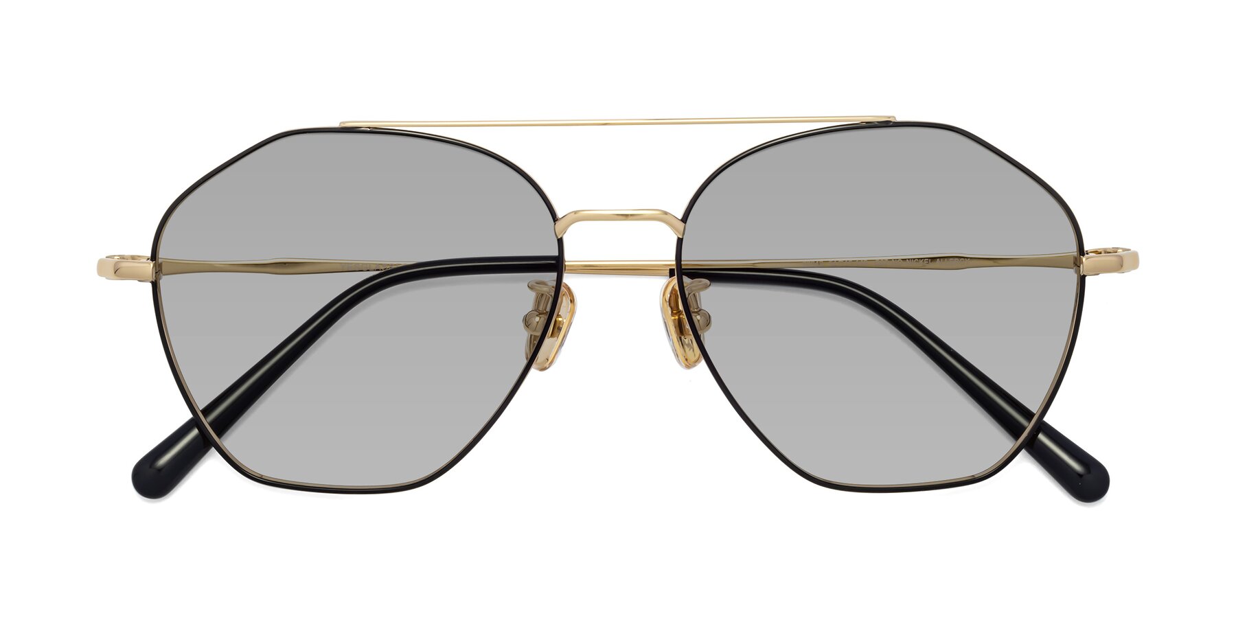 Folded Front of 90042 in Black-Gold with Light Gray Tinted Lenses