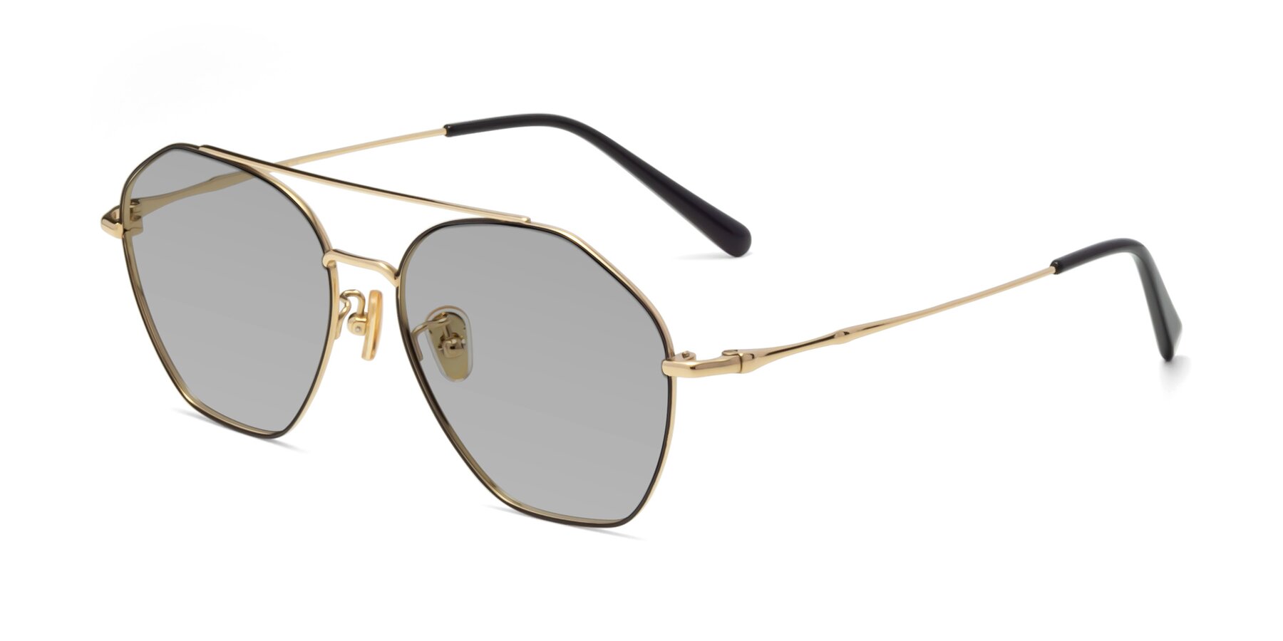 Angle of 90042 in Black-Gold with Light Gray Tinted Lenses
