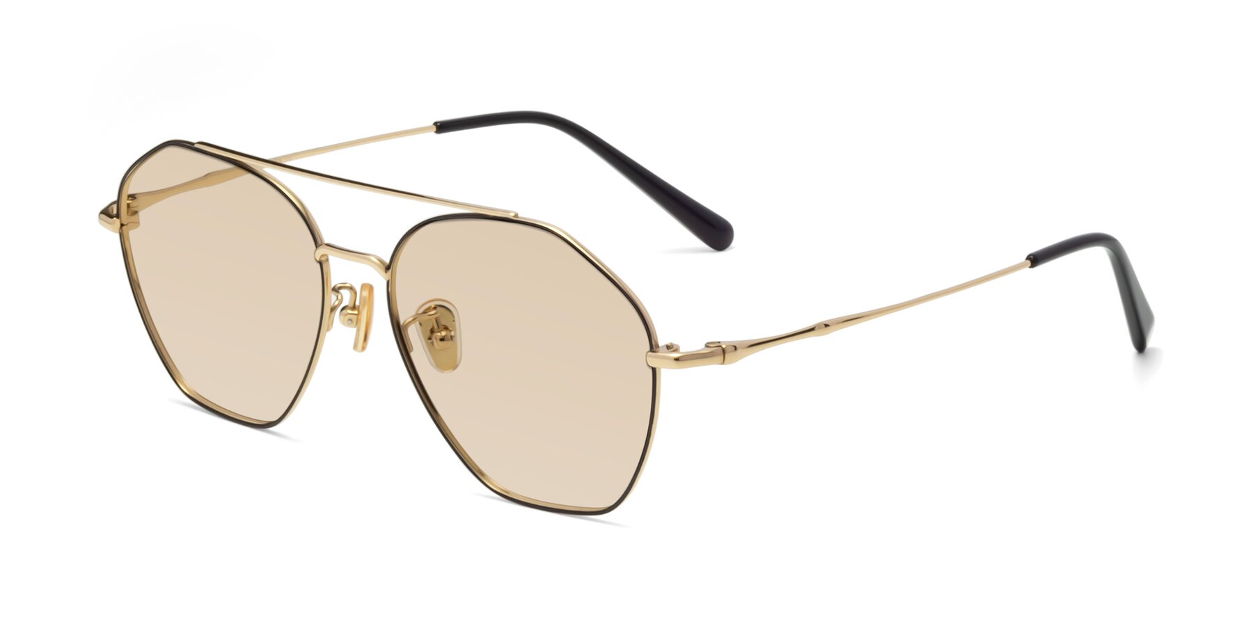 Angle of 90042 in Black-Gold with Light Brown Tinted Lenses