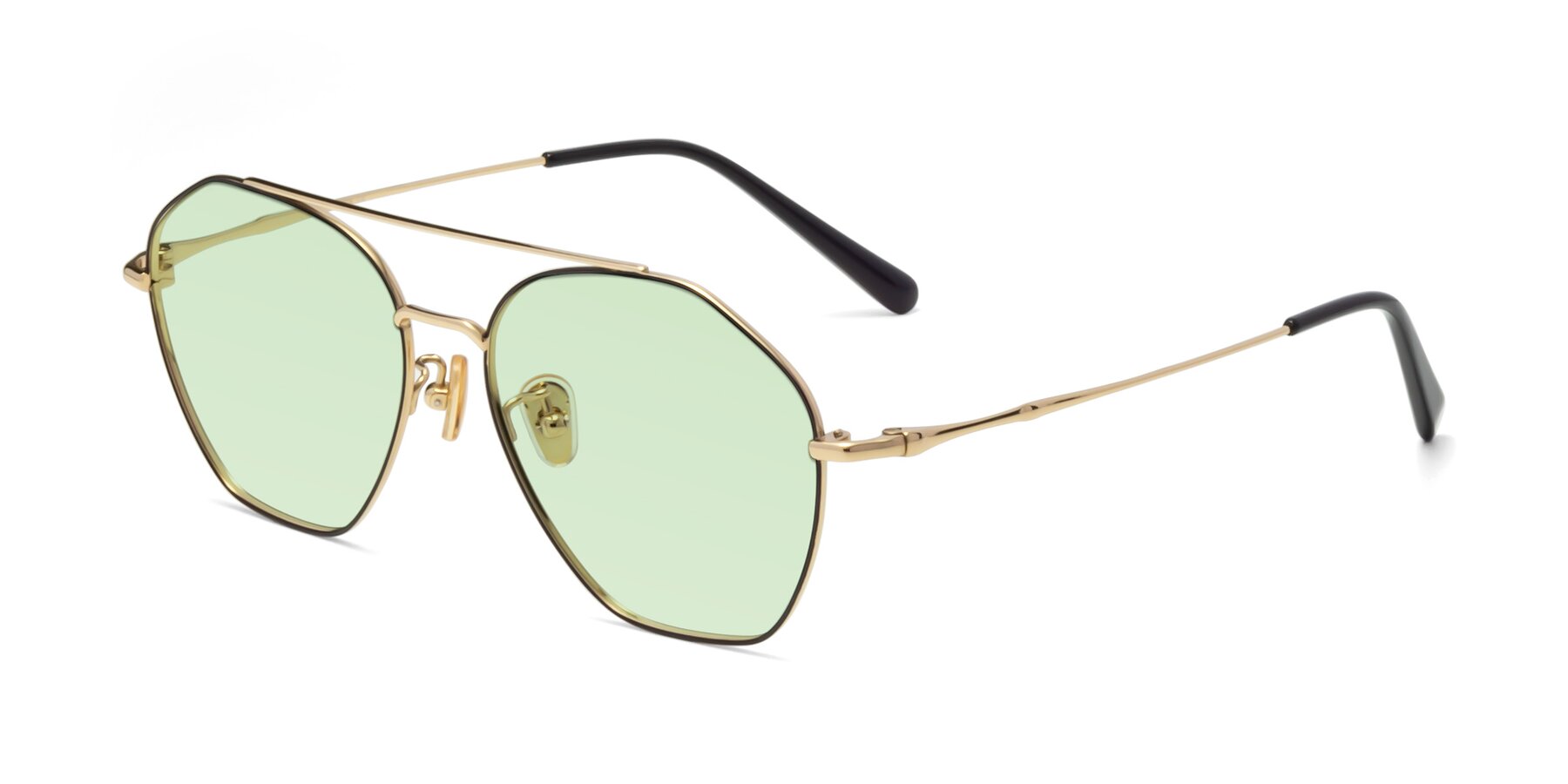Angle of Linton in Black-Gold with Light Green Tinted Lenses