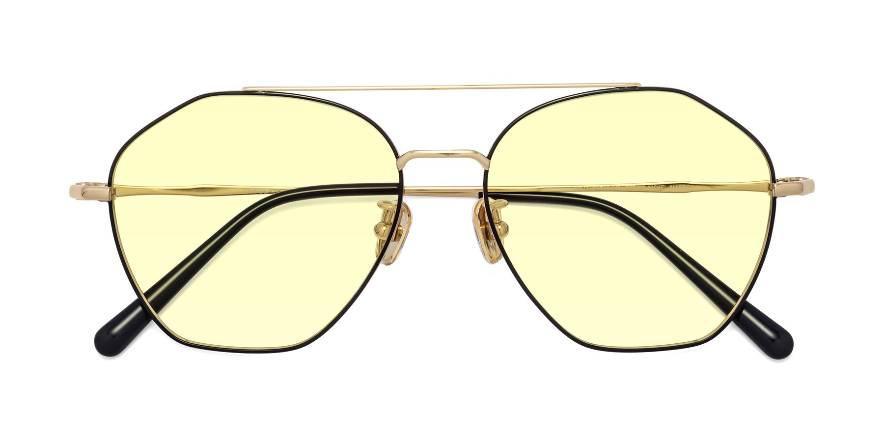 Folded Front of 90042 in Black-Gold with Light Yellow Tinted Lenses
