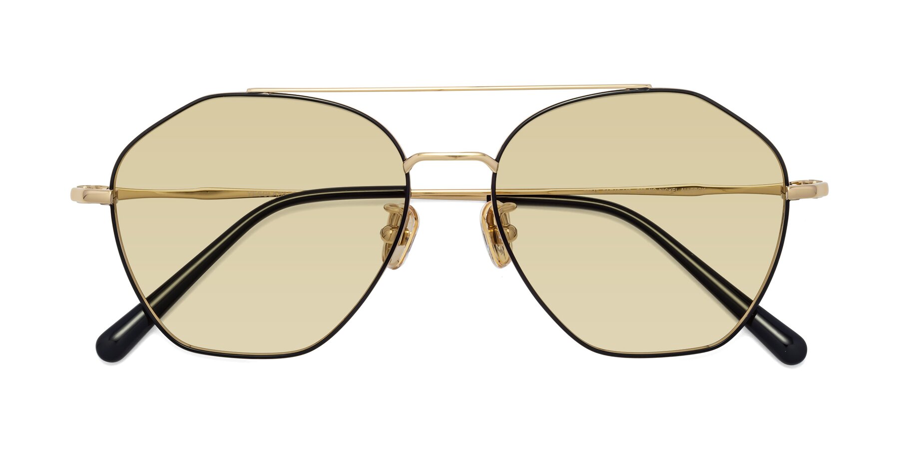 Folded Front of 90042 in Black-Gold with Light Champagne Tinted Lenses