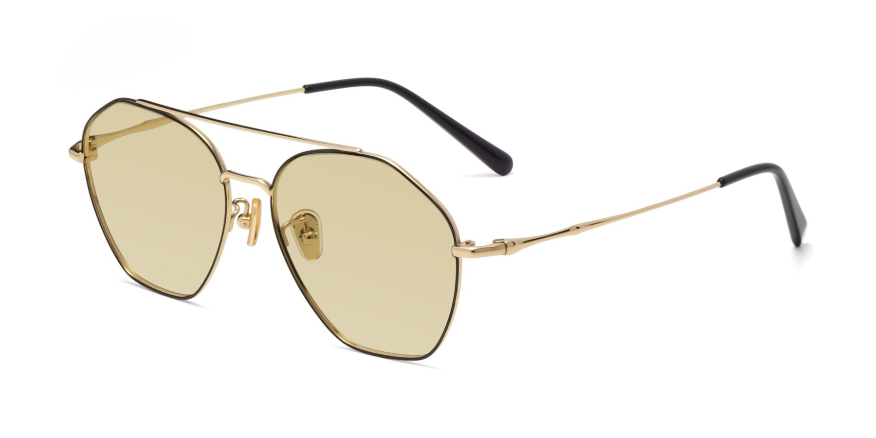 Angle of 90042 in Black-Gold with Light Champagne Tinted Lenses