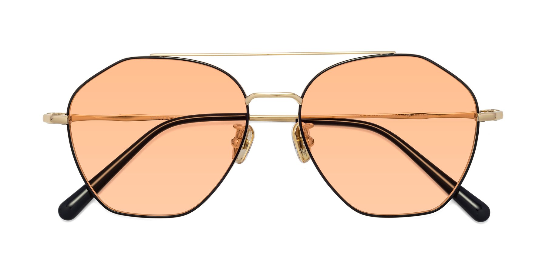 Folded Front of 90042 in Black-Gold with Light Orange Tinted Lenses