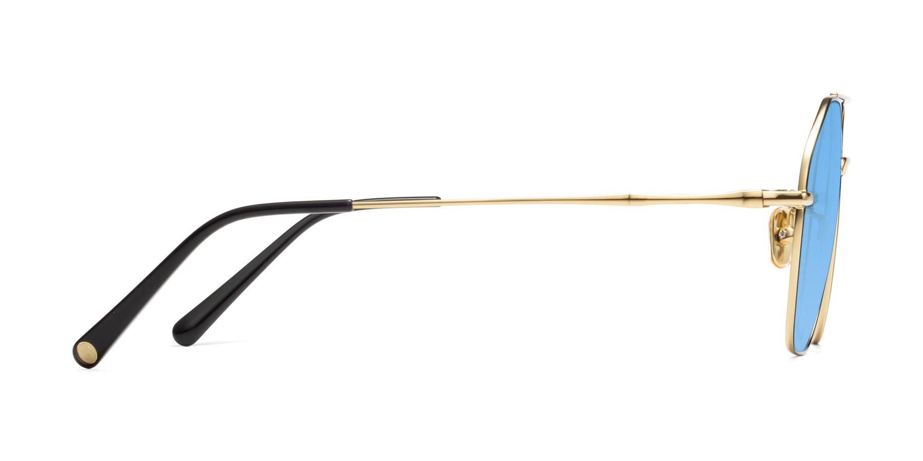Side of 90042 in Black-Gold with Medium Blue Tinted Lenses