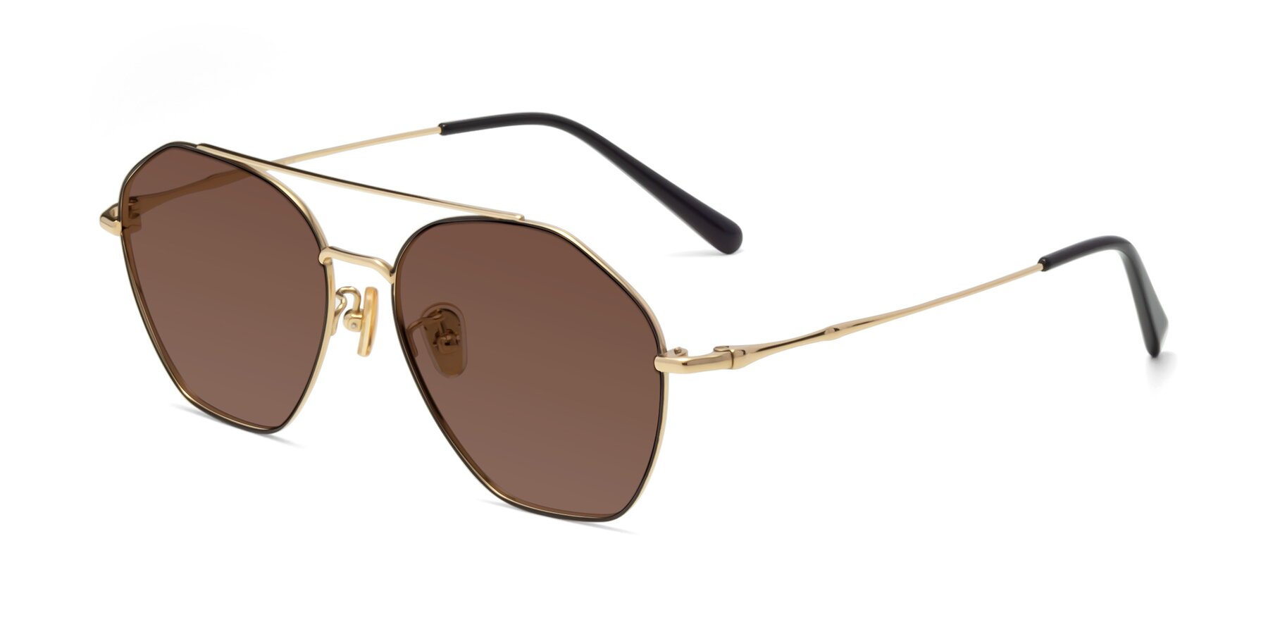 Angle of 90042 in Black-Gold with Brown Tinted Lenses