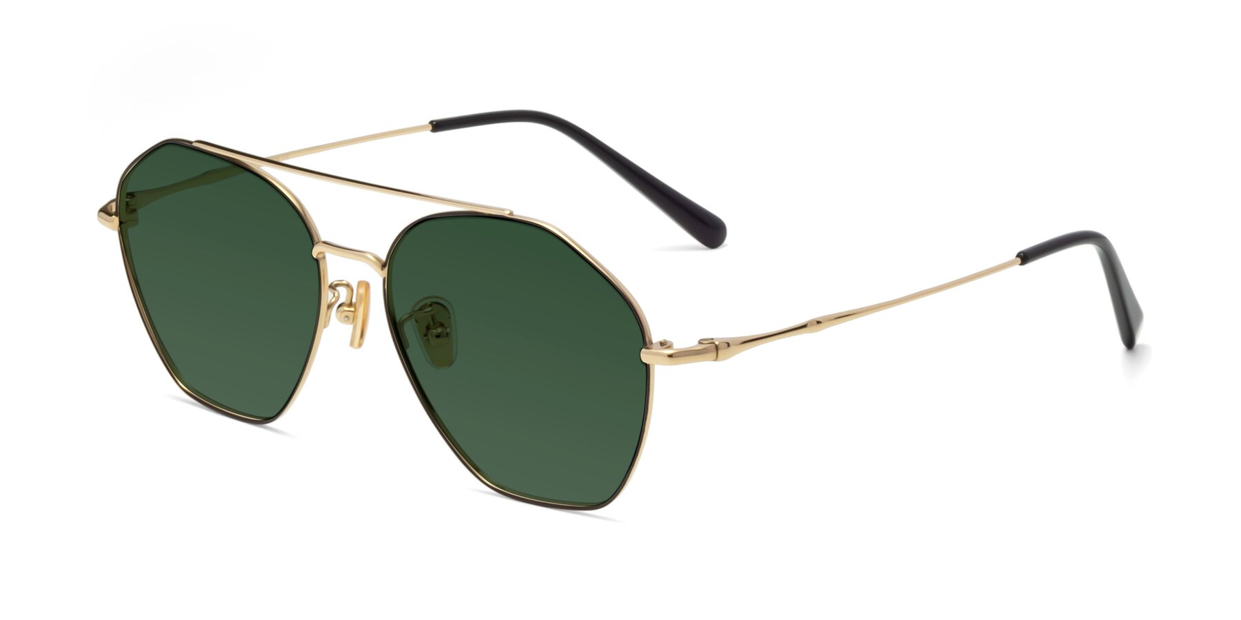 Angle of 90042 in Black-Gold with Green Tinted Lenses