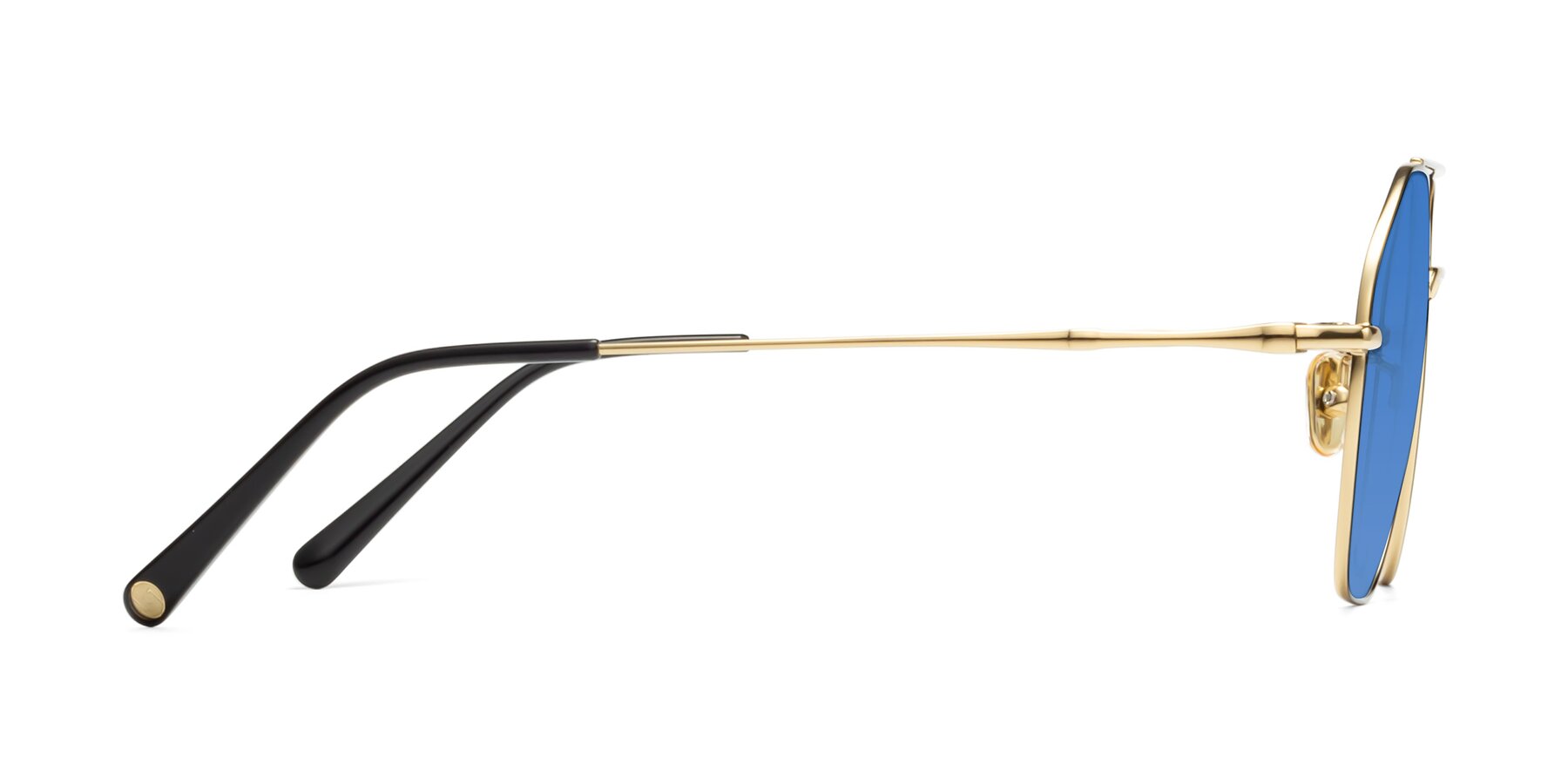 Side of Linton in Black-Gold with Blue Tinted Lenses
