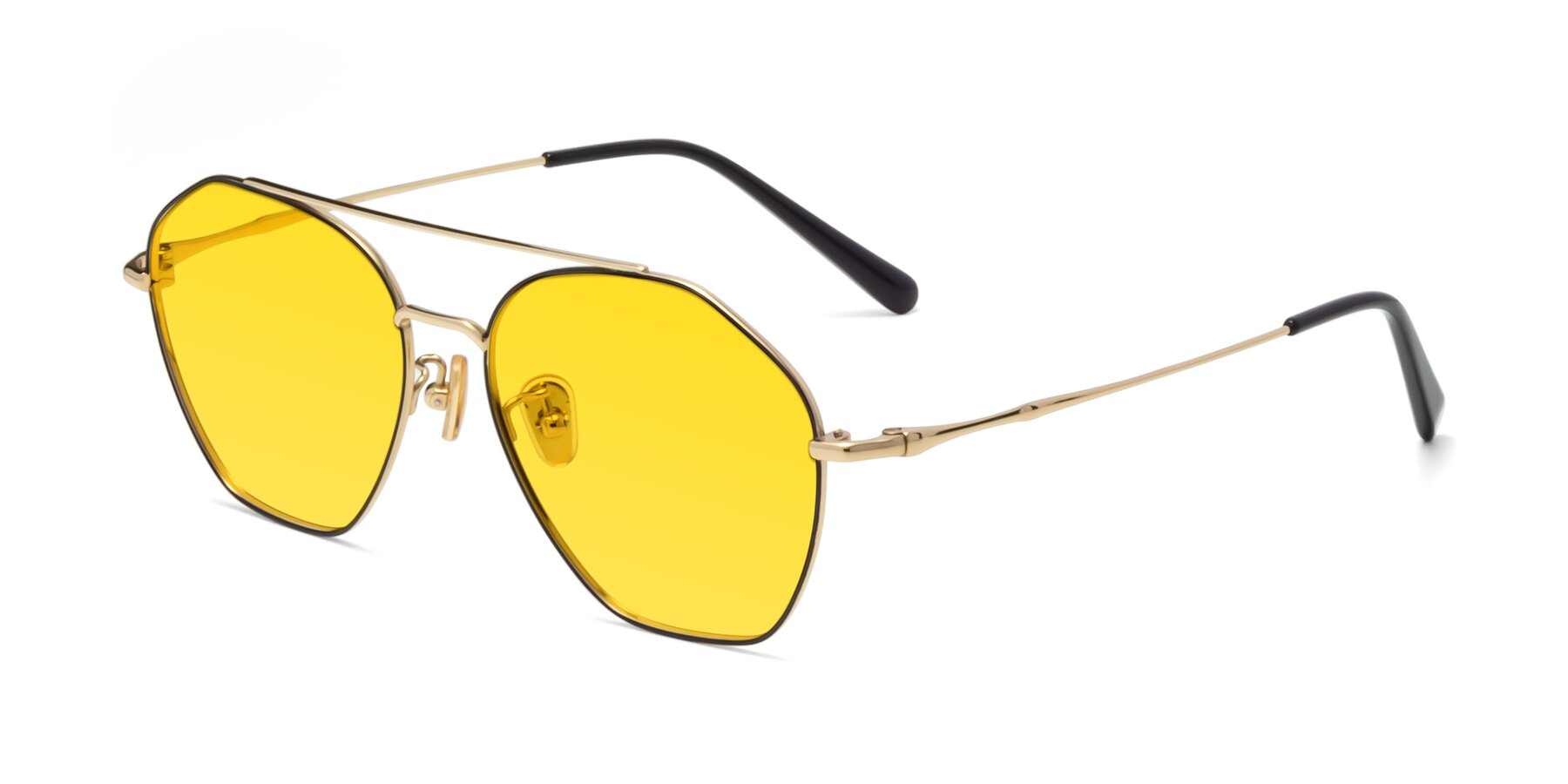 Angle of Linton in Black-Gold with Yellow Tinted Lenses