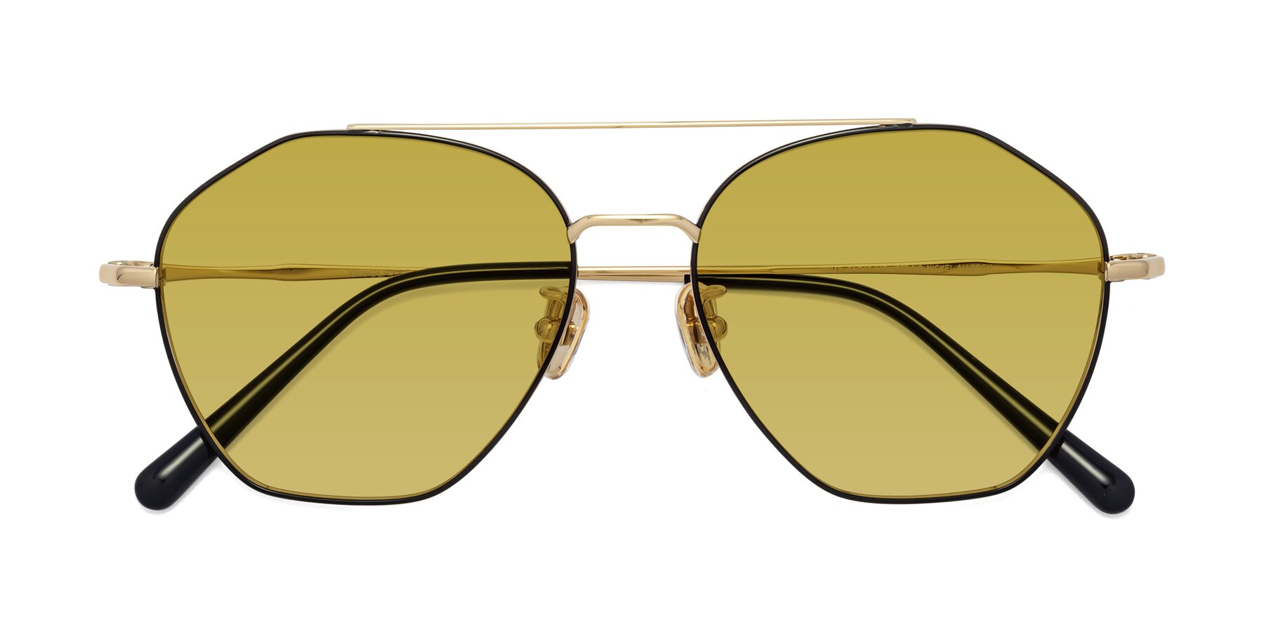 Folded Front of 90042 in Black-Gold with Champagne Tinted Lenses
