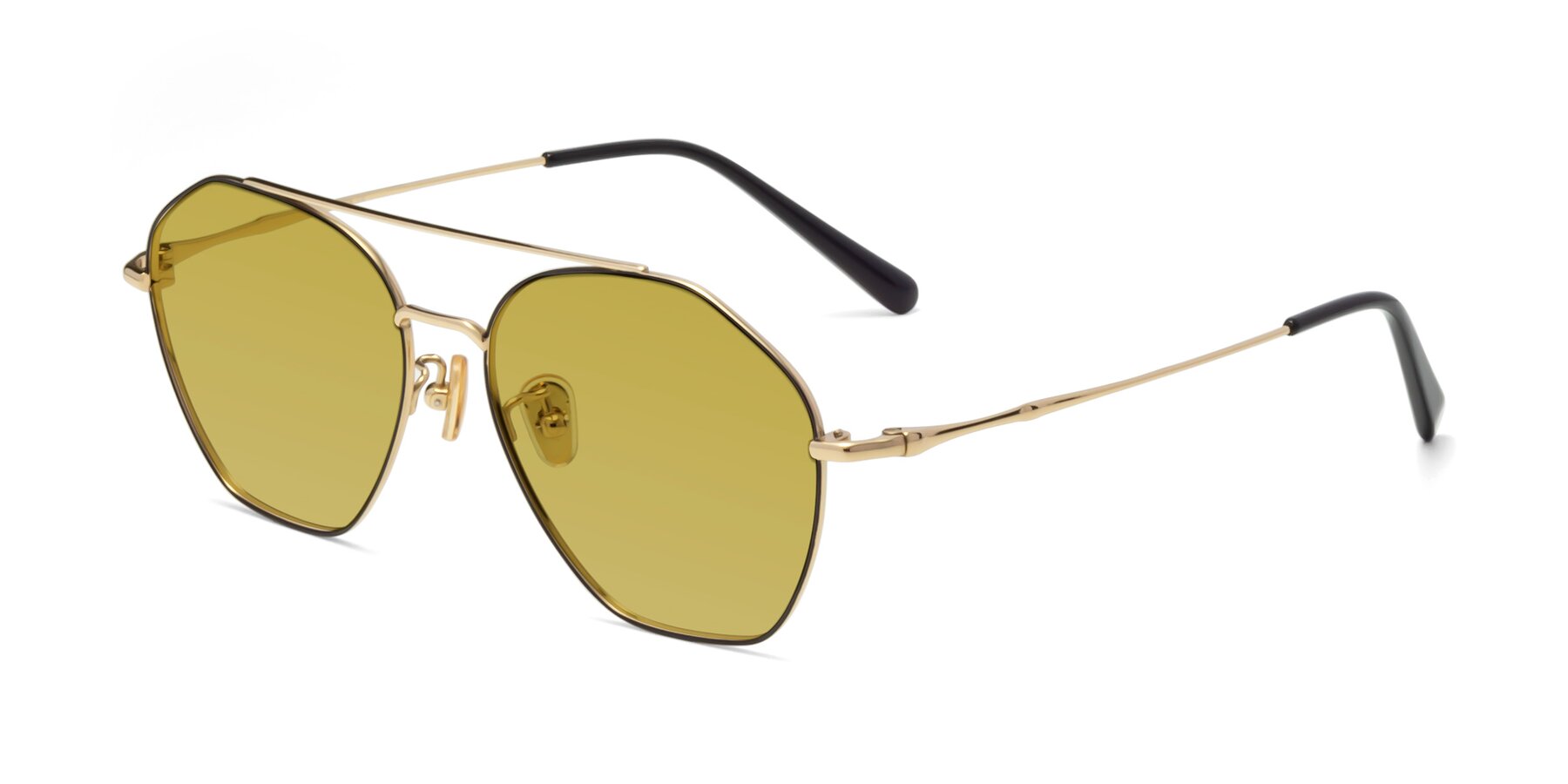 Angle of Linton in Black-Gold with Champagne Tinted Lenses