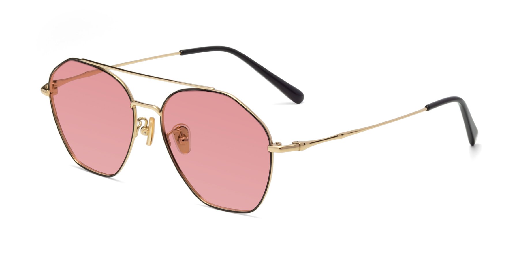 Angle of Linton in Black-Gold with Medium Garnet Tinted Lenses