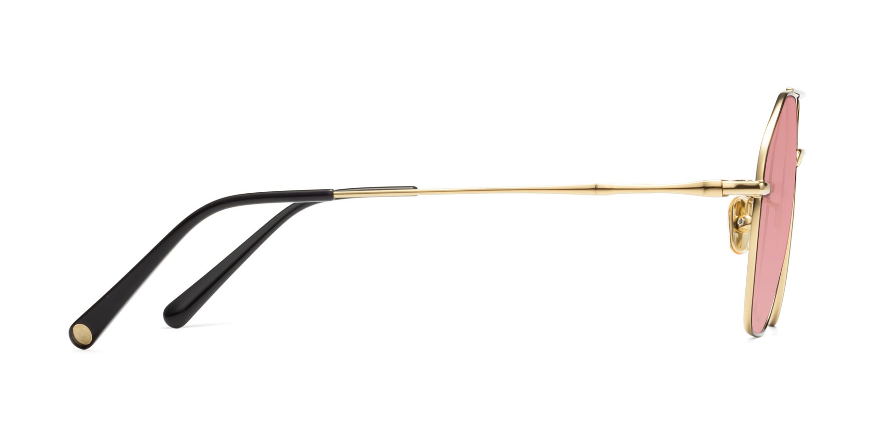 Side of Linton in Black-Gold with Medium Garnet Tinted Lenses