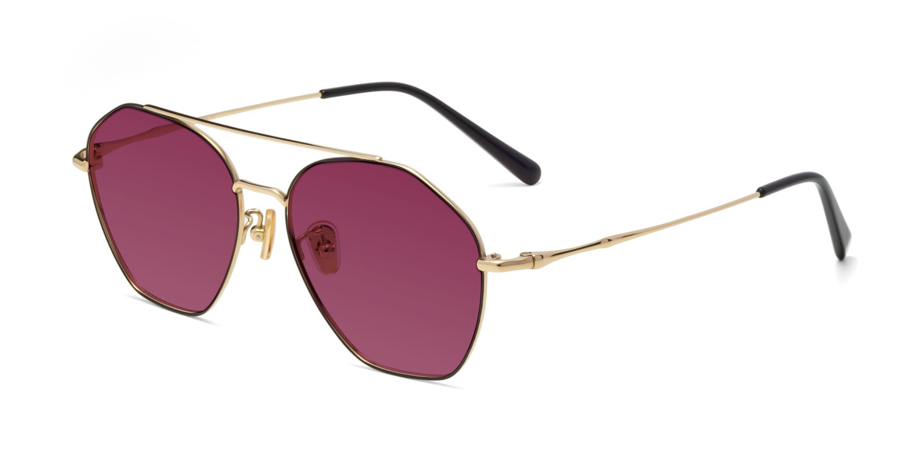 Angle of Linton in Black-Gold with Wine Tinted Lenses