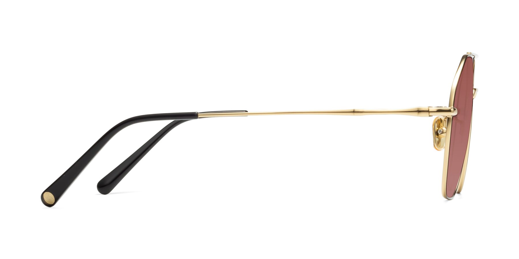 Side of Linton in Black-Gold with Garnet Tinted Lenses