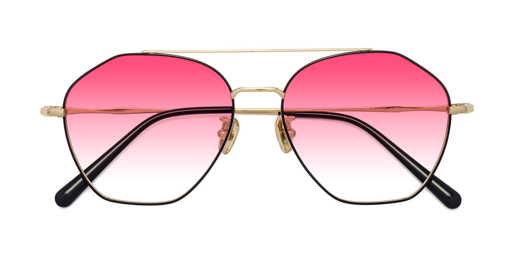 Folded Front of 90042 in Black-Gold with Pink Gradient Lenses