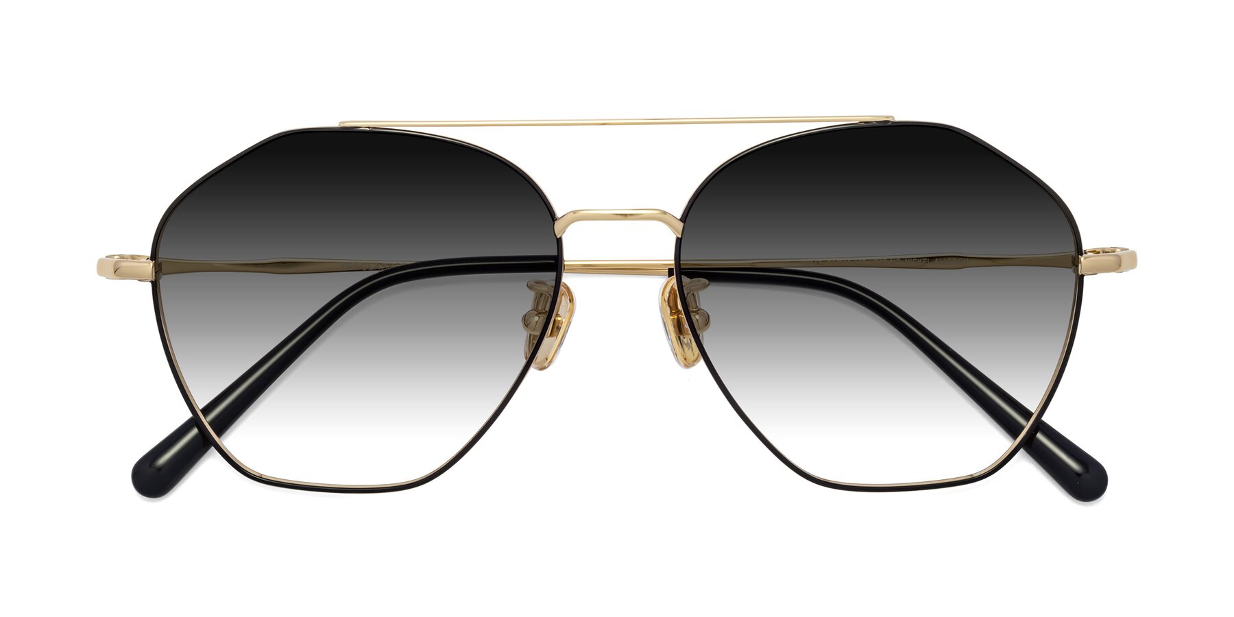 Folded Front of 90042 in Black-Gold with Gray Gradient Lenses