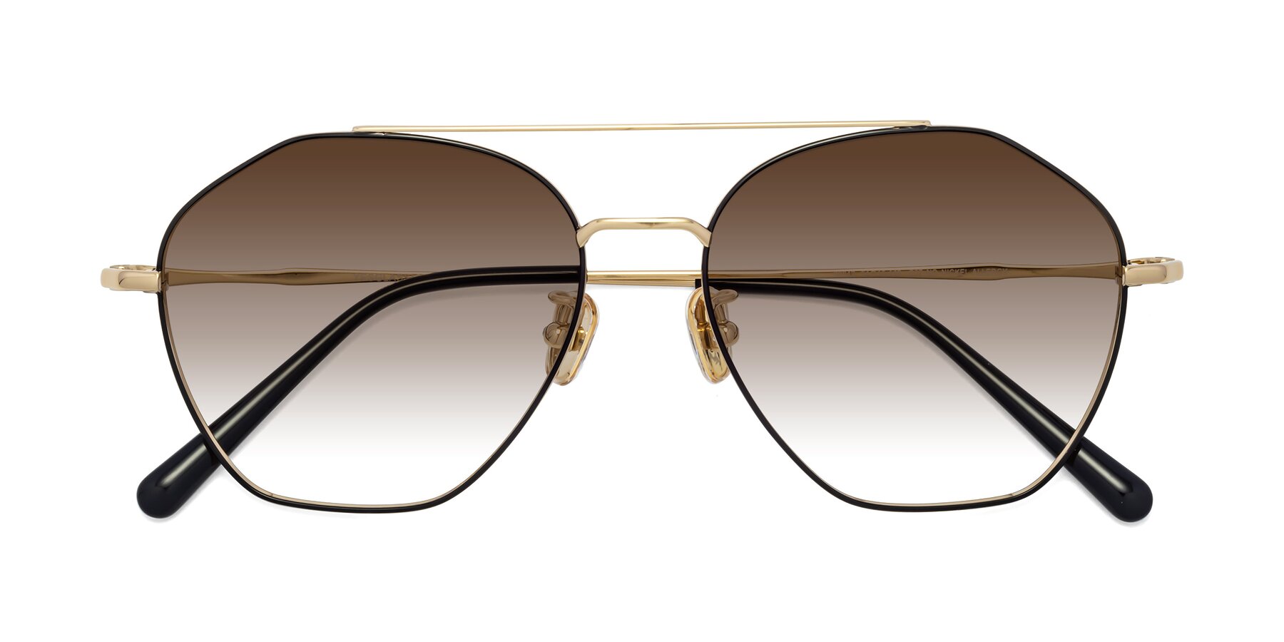 Folded Front of 90042 in Black-Gold with Brown Gradient Lenses