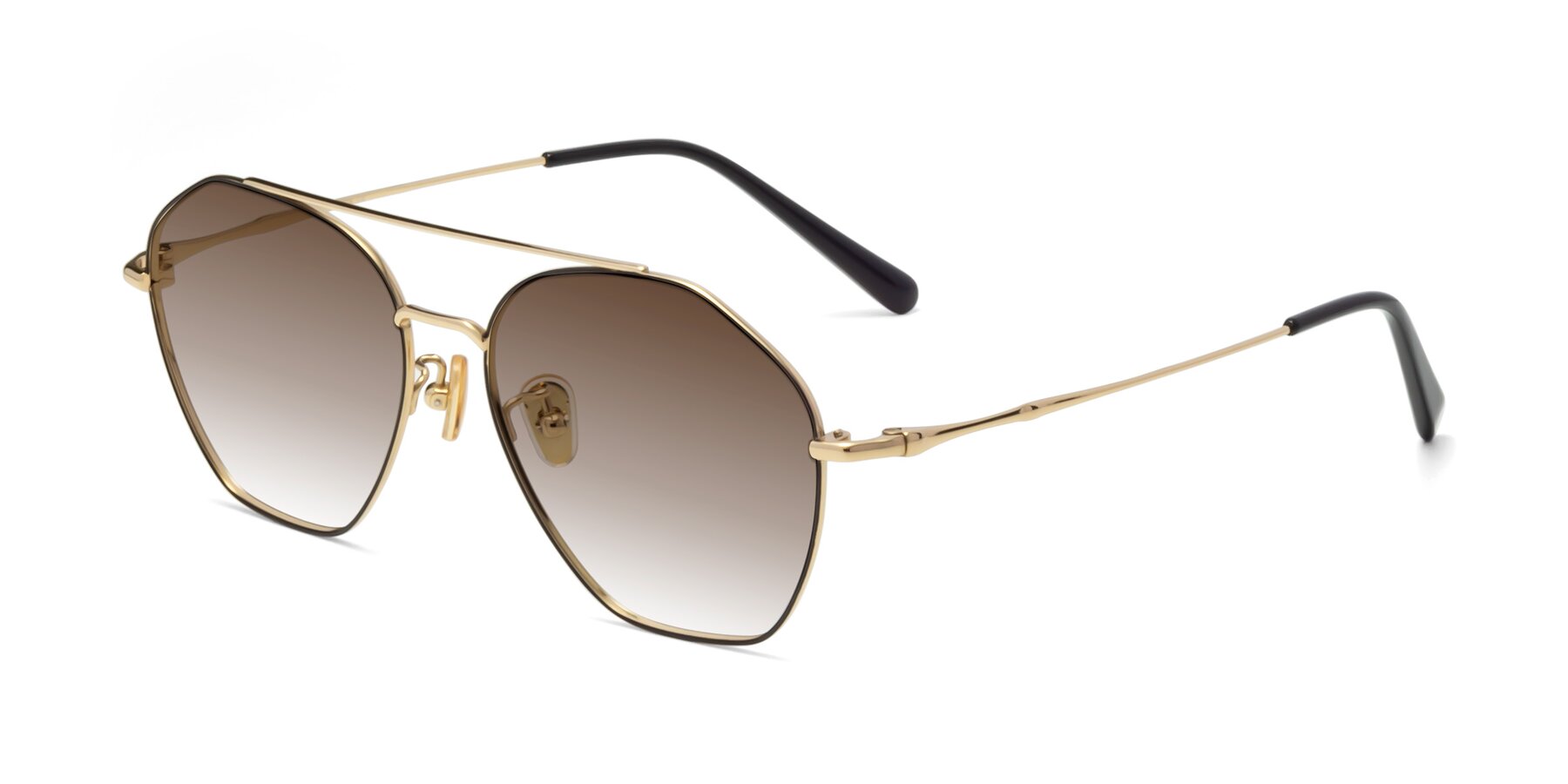Angle of 90042 in Black-Gold with Brown Gradient Lenses