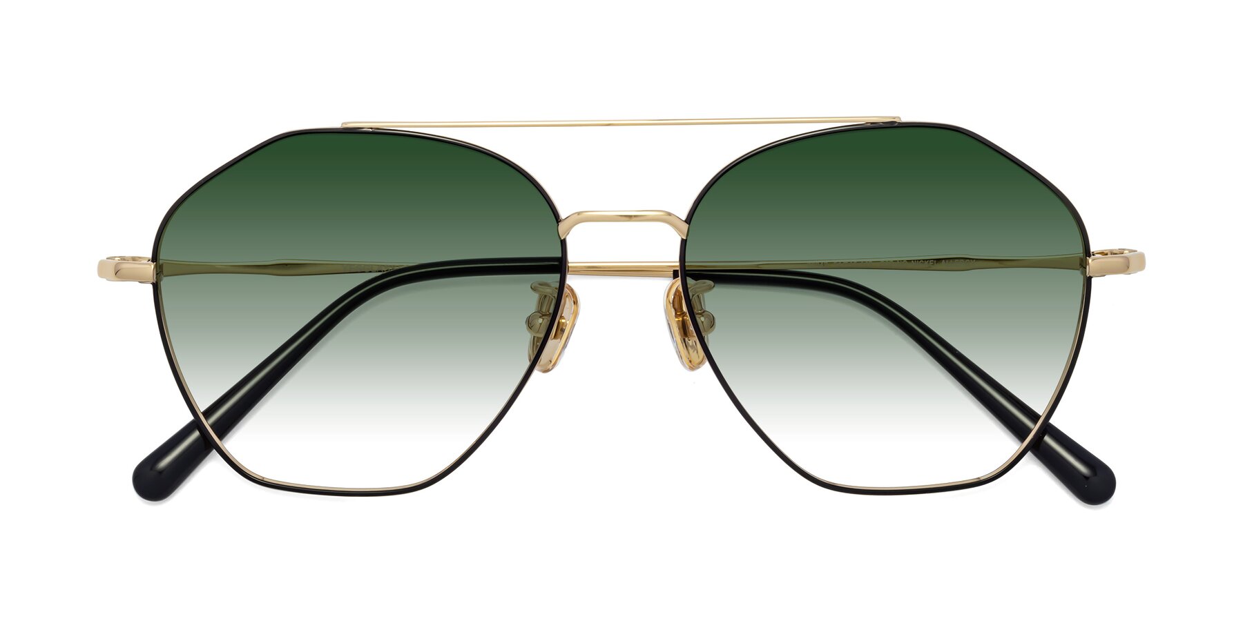Folded Front of 90042 in Black-Gold with Green Gradient Lenses
