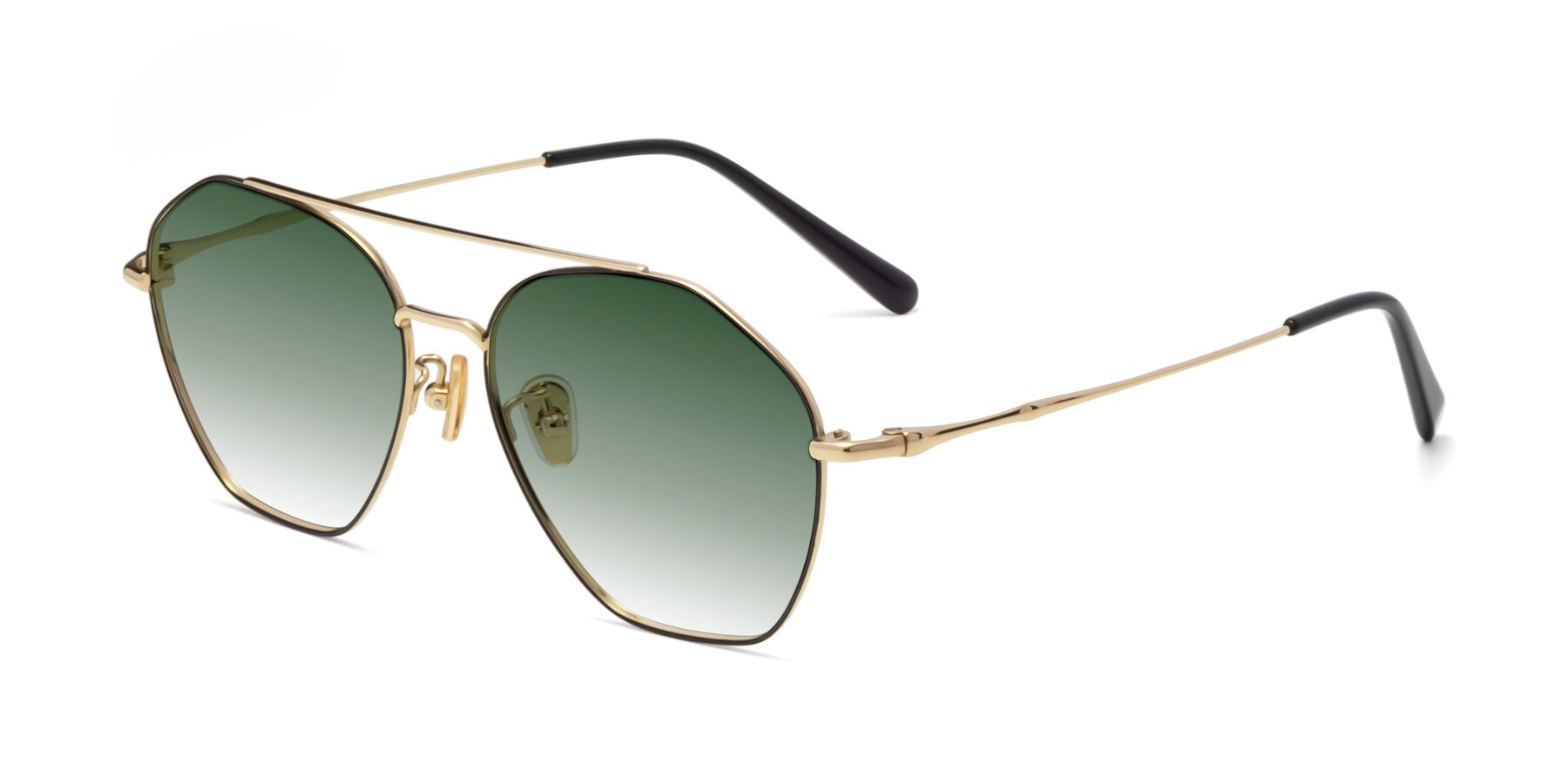 Angle of Linton in Black-Gold with Green Gradient Lenses