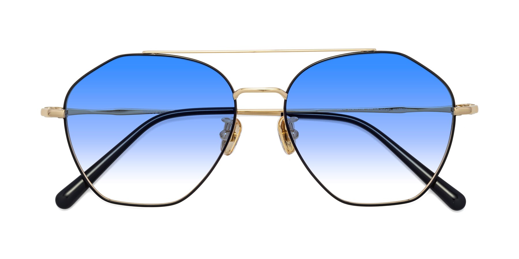 Folded Front of 90042 in Black-Gold with Blue Gradient Lenses